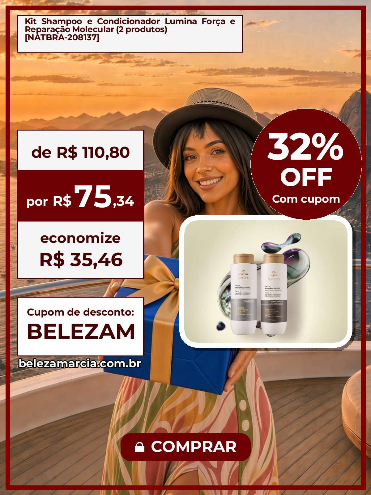 Kit Shampoo e Condicionador Lumina Força e Reparação Molecular (2 produtos) [NATBRA-208137]
