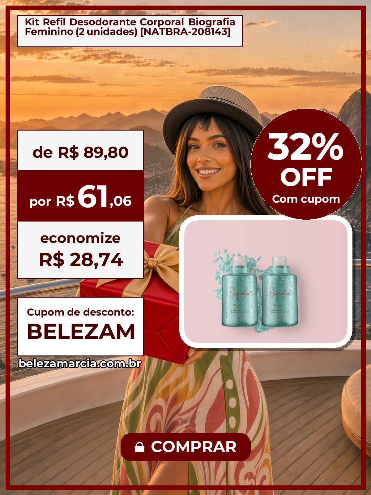 Kit Refil Desodorante Corporal Biografia Feminino (2 unidades) [NATBRA-208143]