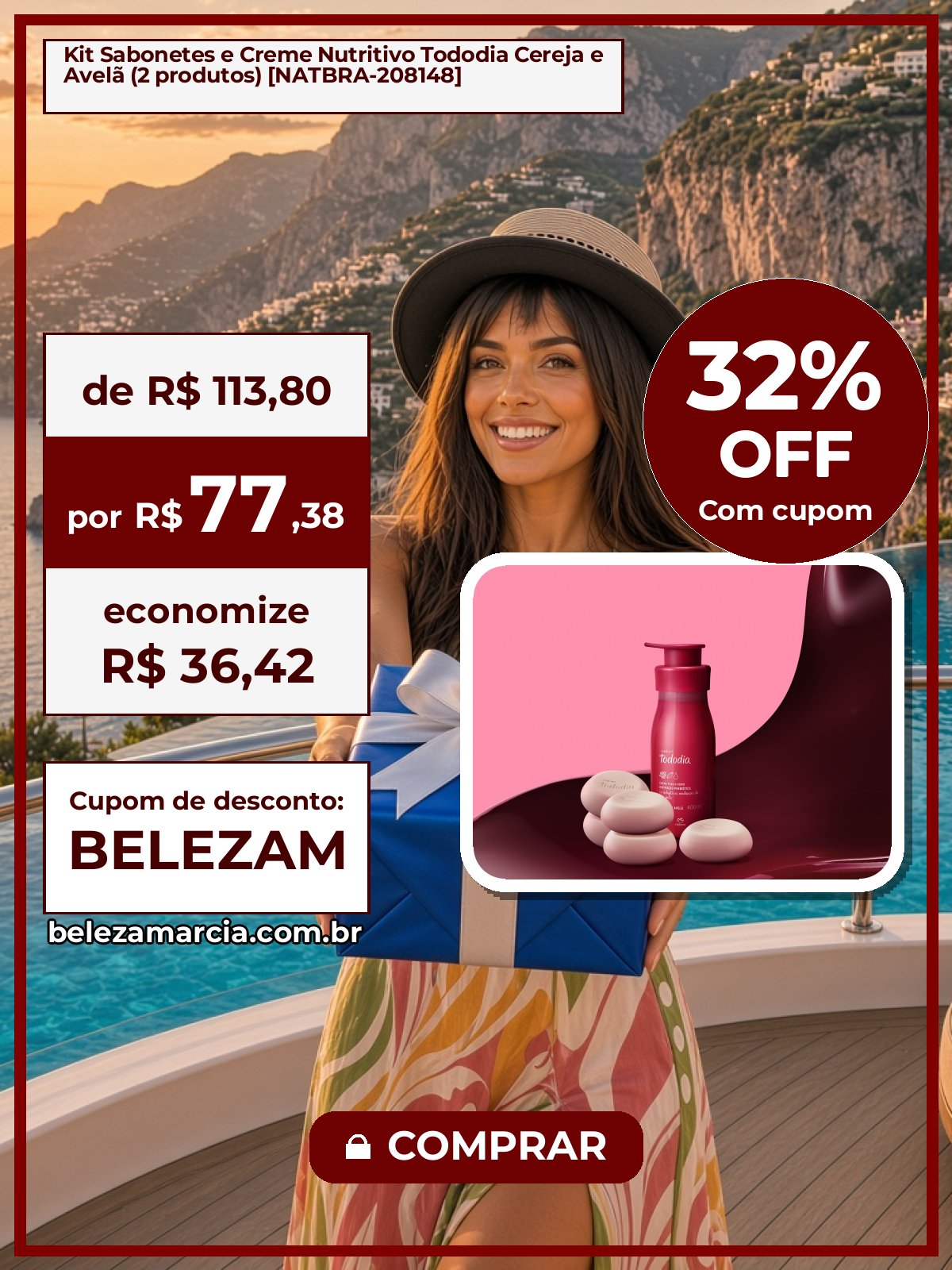 Kit Sabonetes e Creme Nutritivo Tododia Cereja e Avelã (2 produtos) [NATBRA-208148]