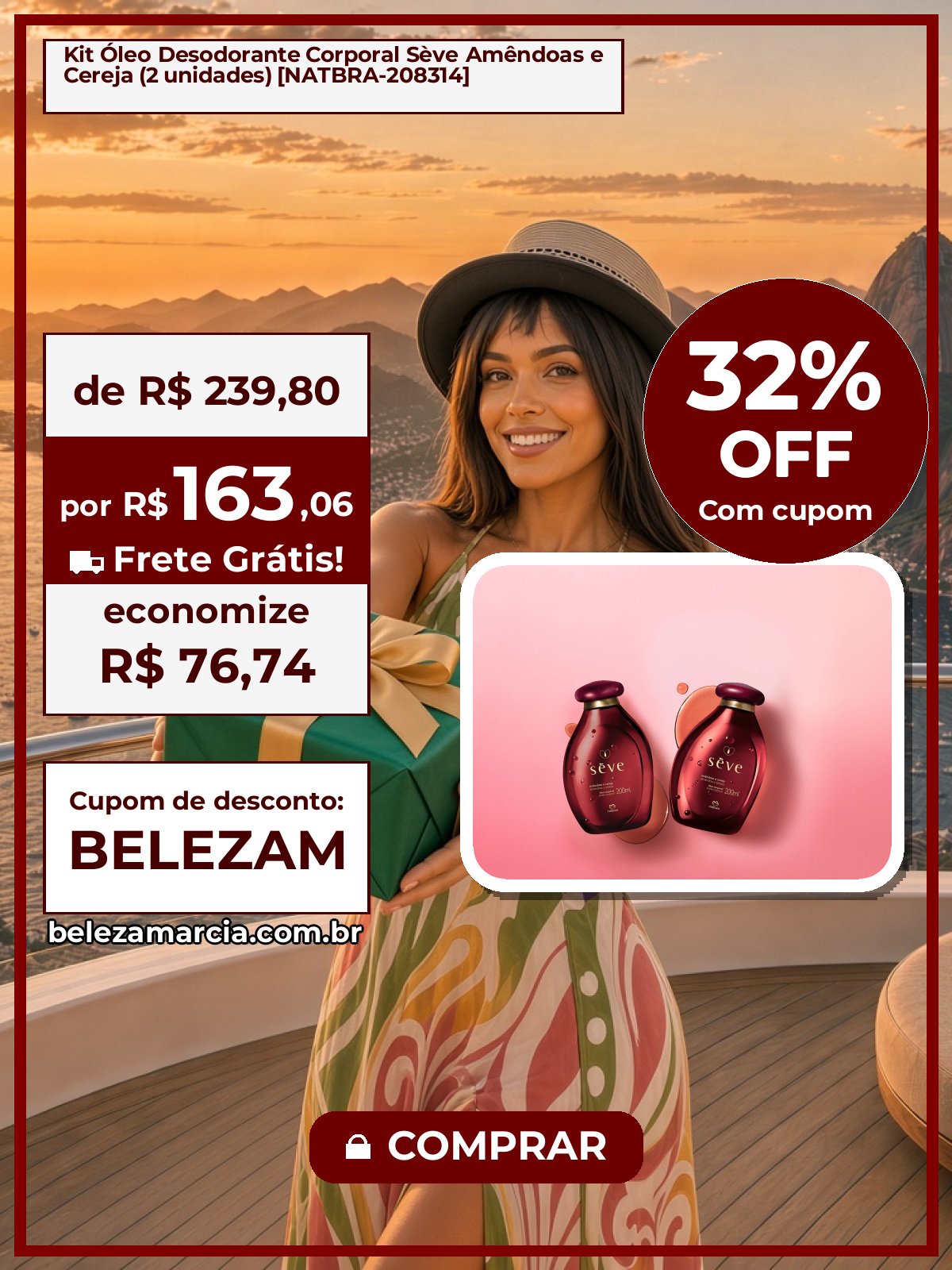 Kit Óleo Desodorante Corporal Sève Amêndoas e Cereja (2 unidades) [NATBRA-208314]