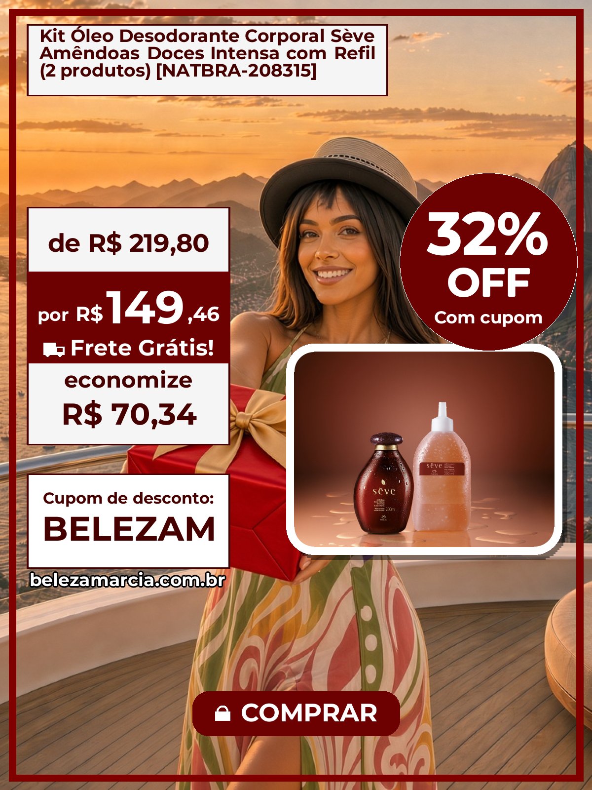 Kit Óleo Desodorante Corporal Sève Amêndoas Doces Intensa com Refil (2 produtos) [NATBRA-208315]