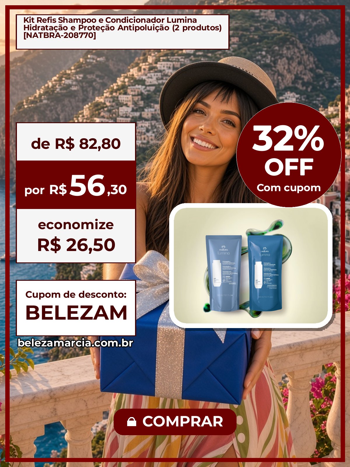 Kit Refis Shampoo e Condicionador Lumina Hidratação e Proteção Antipoluição (2 produtos) [NATBRA-208770]