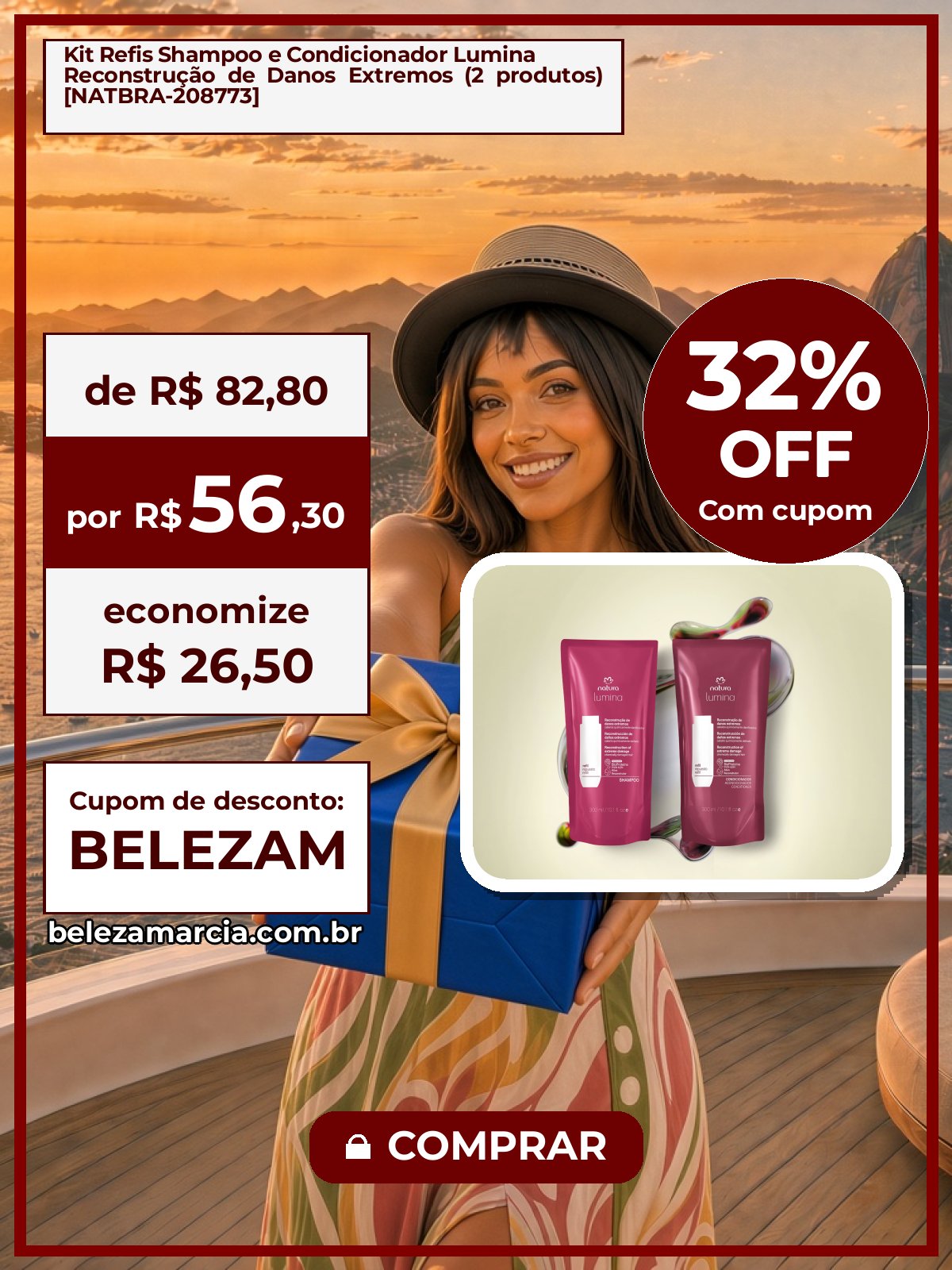 Kit Refis Shampoo e Condicionador Lumina Reconstrução de Danos Extremos (2 produtos) [NATBRA-208773]