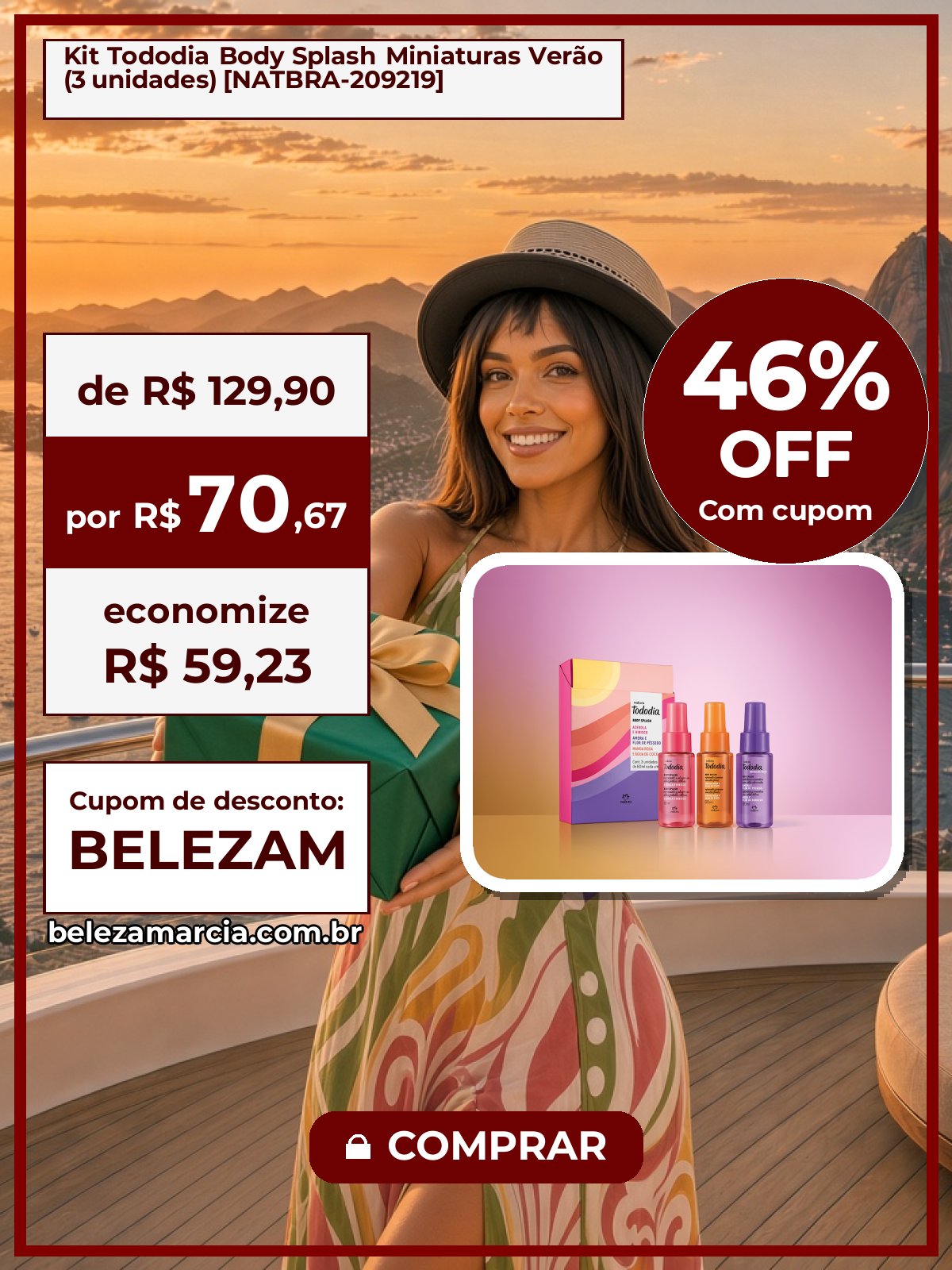 Kit Tododia Body Splash Miniaturas Verão (3 unidades) [NATBRA-209219]