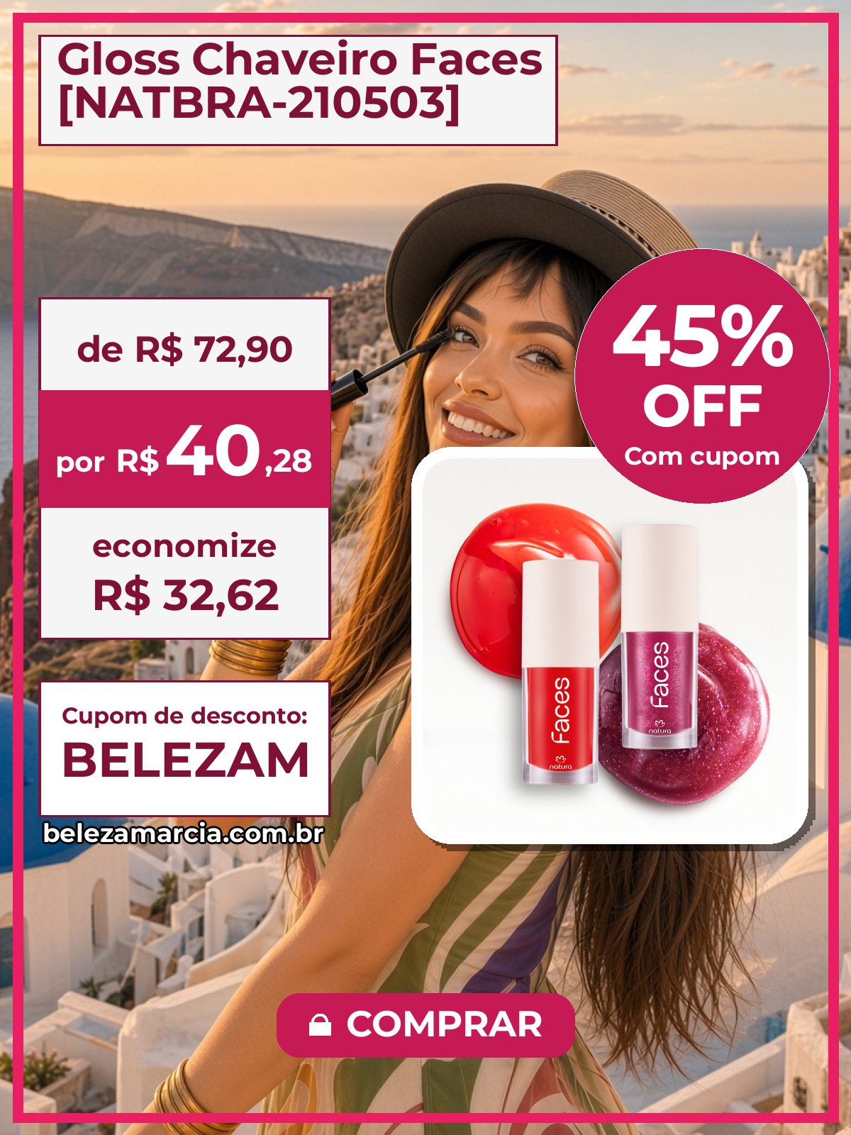 Gloss Chaveiro Faces [NATBRA-210503]