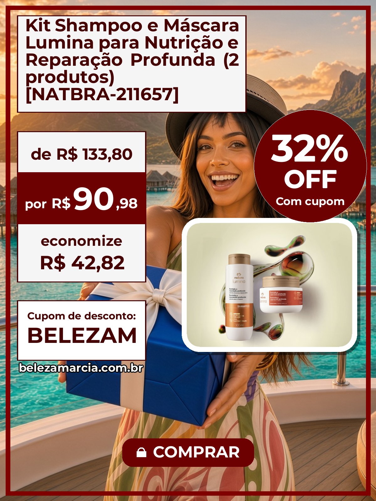 Kit Shampoo e Máscara Lumina para Nutrição e Reparação Profunda (2 produtos) [NATBRA-211657]