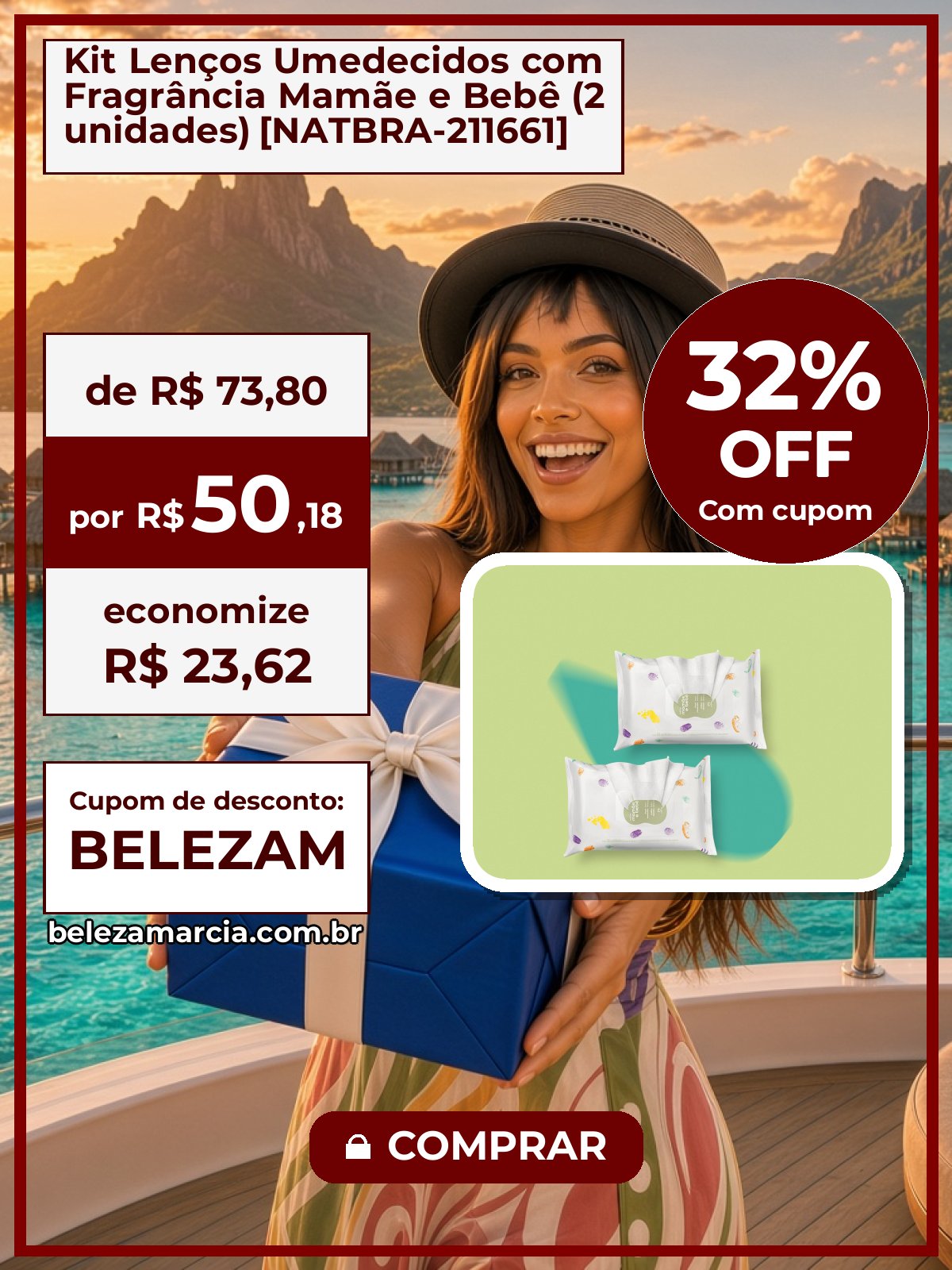 Kit Lenços Umedecidos com Fragrância Mamãe e Bebê (2 unidades) [NATBRA-211661]
