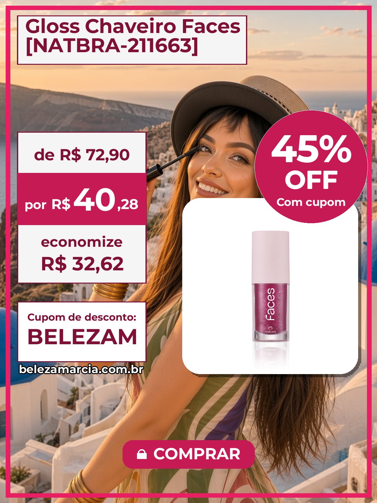 Gloss Chaveiro Faces [NATBRA-211663]