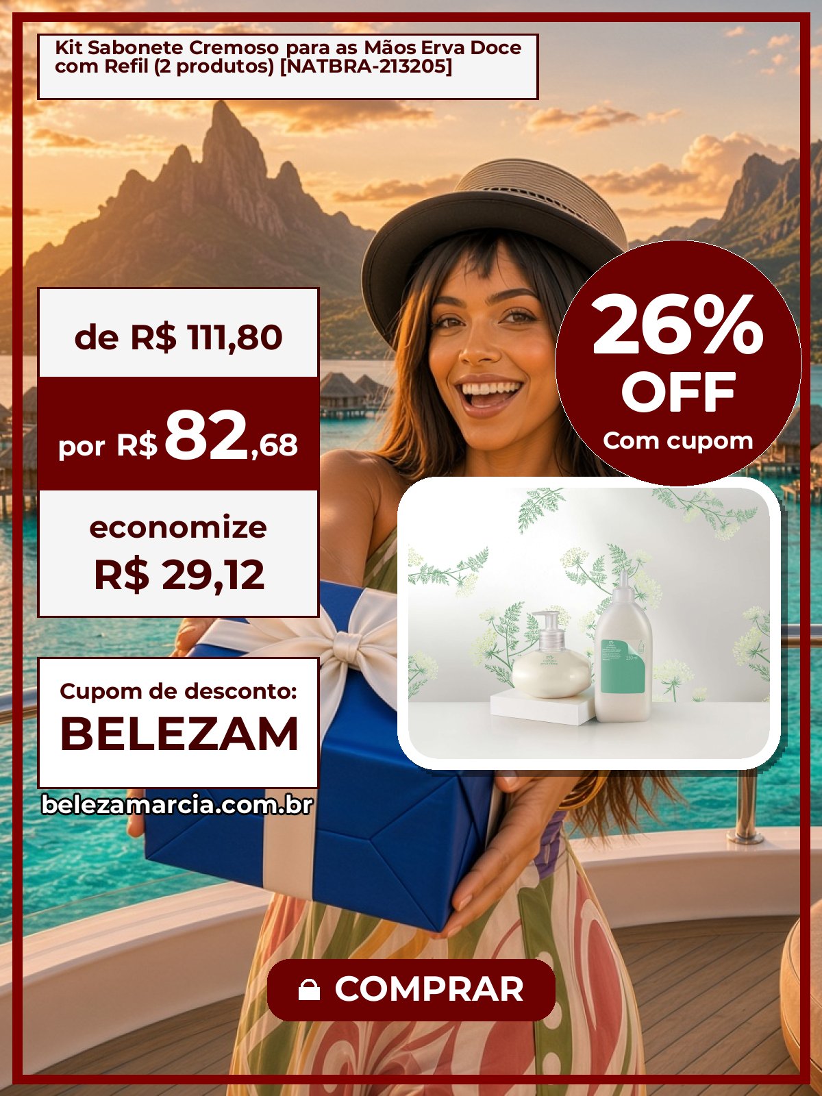 Kit Sabonete Cremoso para as Mãos Erva Doce com Refil (2 produtos) [NATBRA-213205]