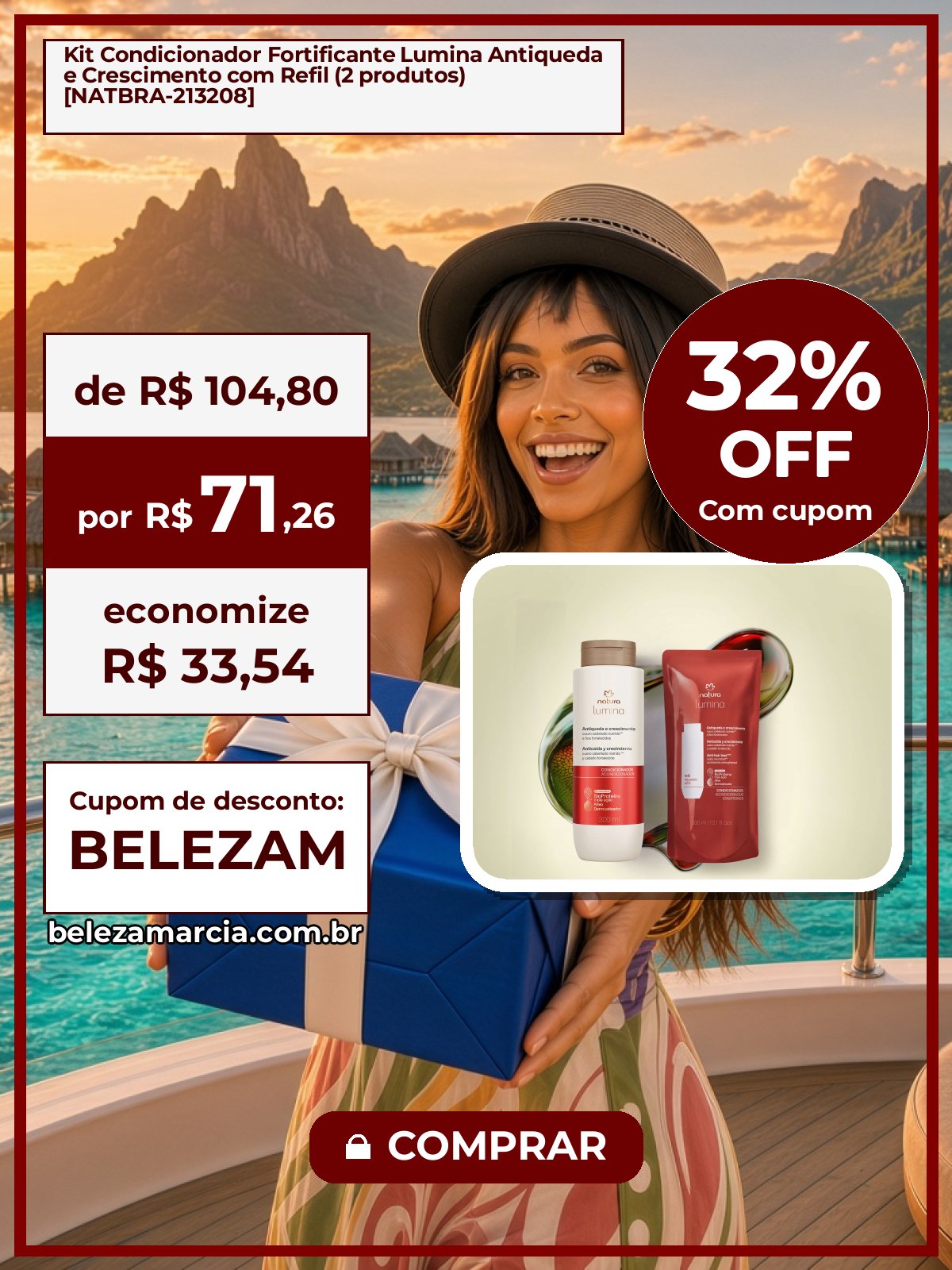 Kit Condicionador Fortificante Lumina Antiqueda e Crescimento com Refil (2 produtos) [NATBRA-213208]