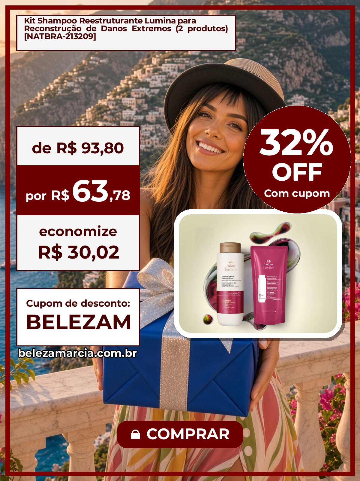 Kit Shampoo Reestruturante Lumina para Reconstrução de Danos Extremos (2 produtos) [NATBRA-213209]