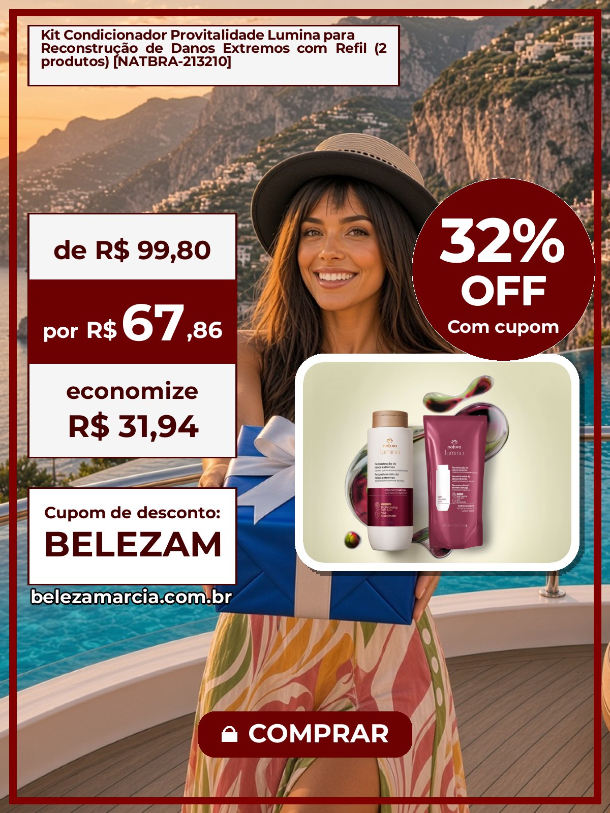 Kit Condicionador Provitalidade Lumina para Reconstrução de Danos Extremos com Refil (2 produtos) [NATBRA-213210]