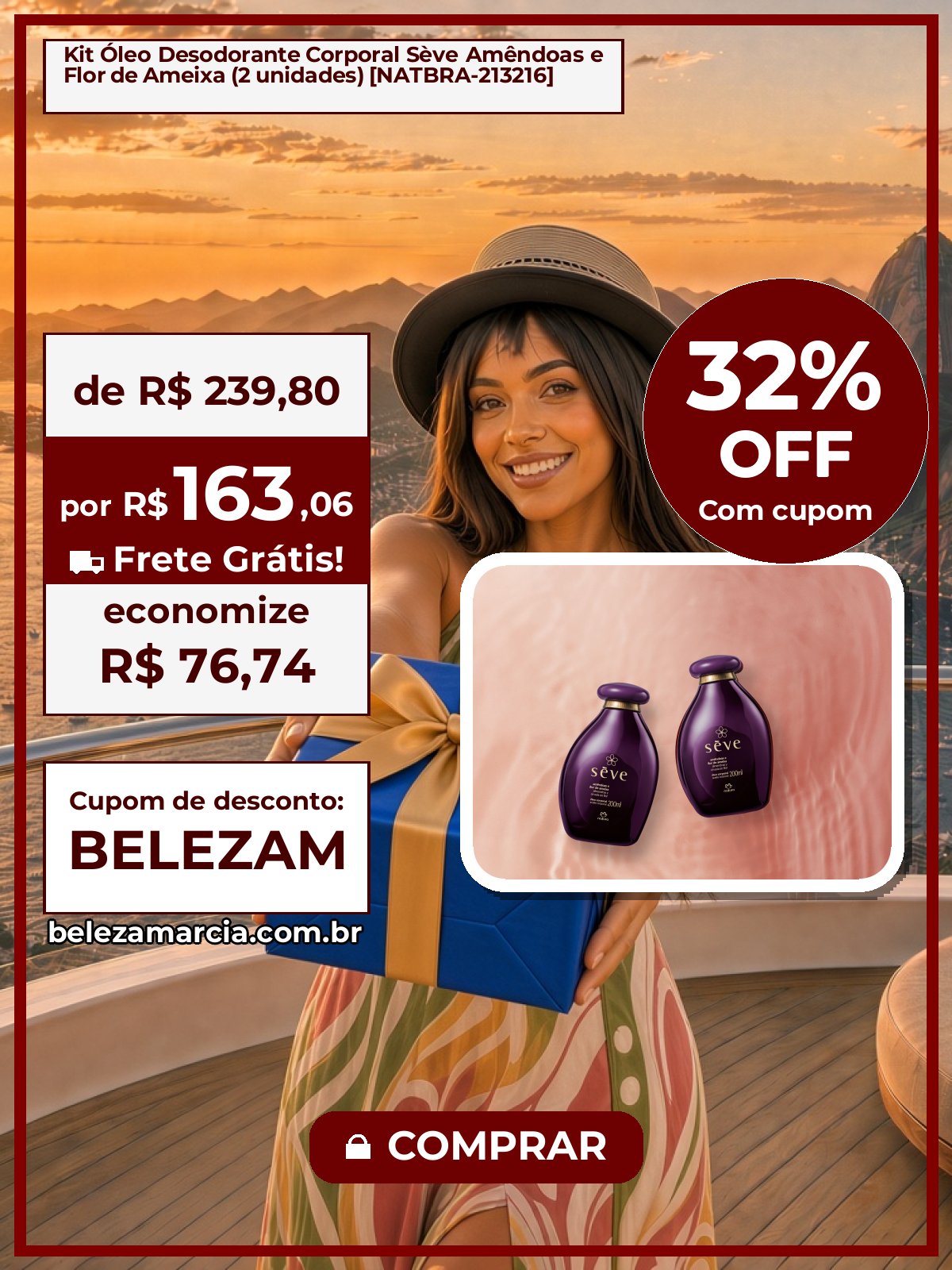 Kit Óleo Desodorante Corporal Sève Amêndoas e Flor de Ameixa (2 unidades) [NATBRA-213216]