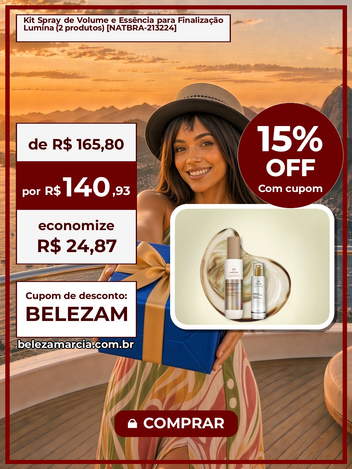 Kit Spray de Volume e Essência para Finalização Lumina (2 produtos) [NATBRA-213224]