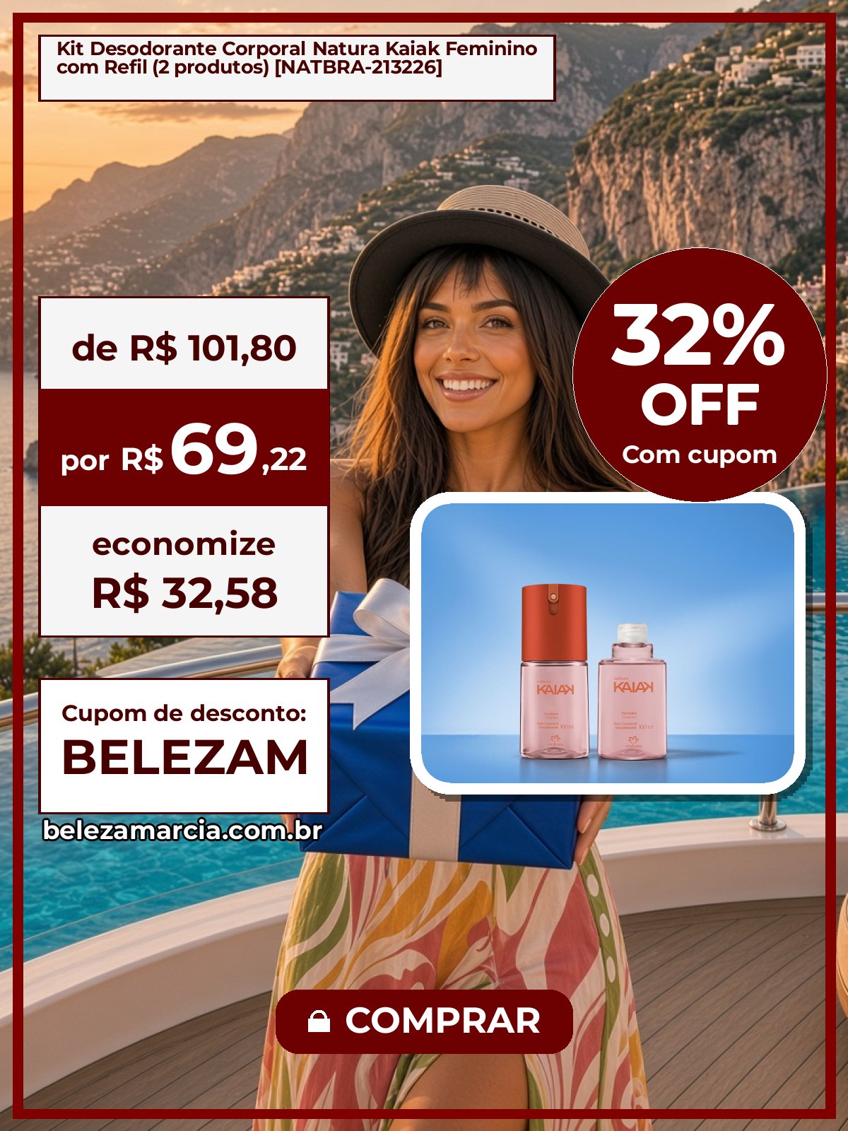 Kit Desodorante Corporal Natura Kaiak Feminino com Refil (2 produtos) [NATBRA-213226]