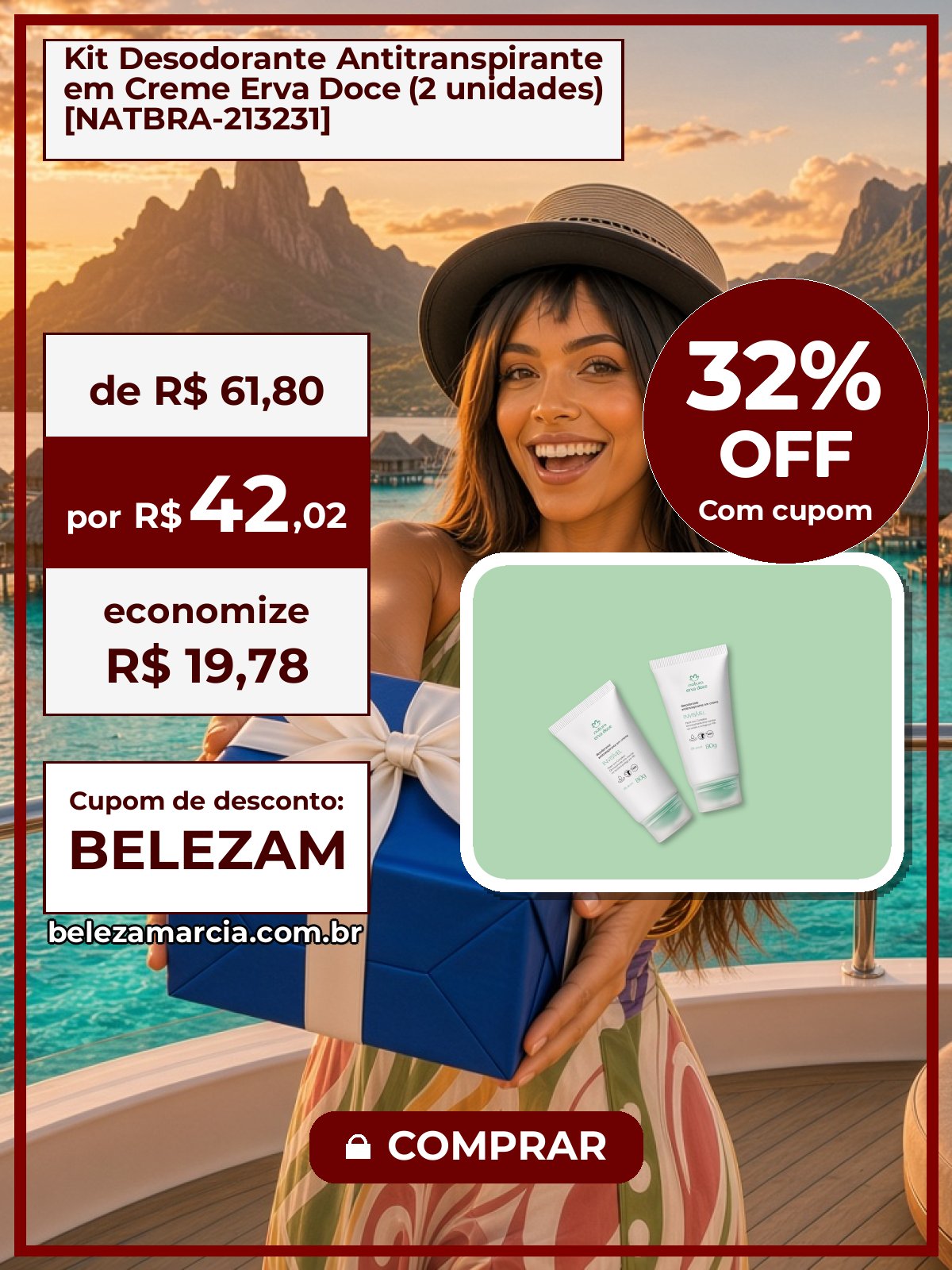 Kit Desodorante Antitranspirante em Creme Erva Doce (2 unidades) [NATBRA-213231]