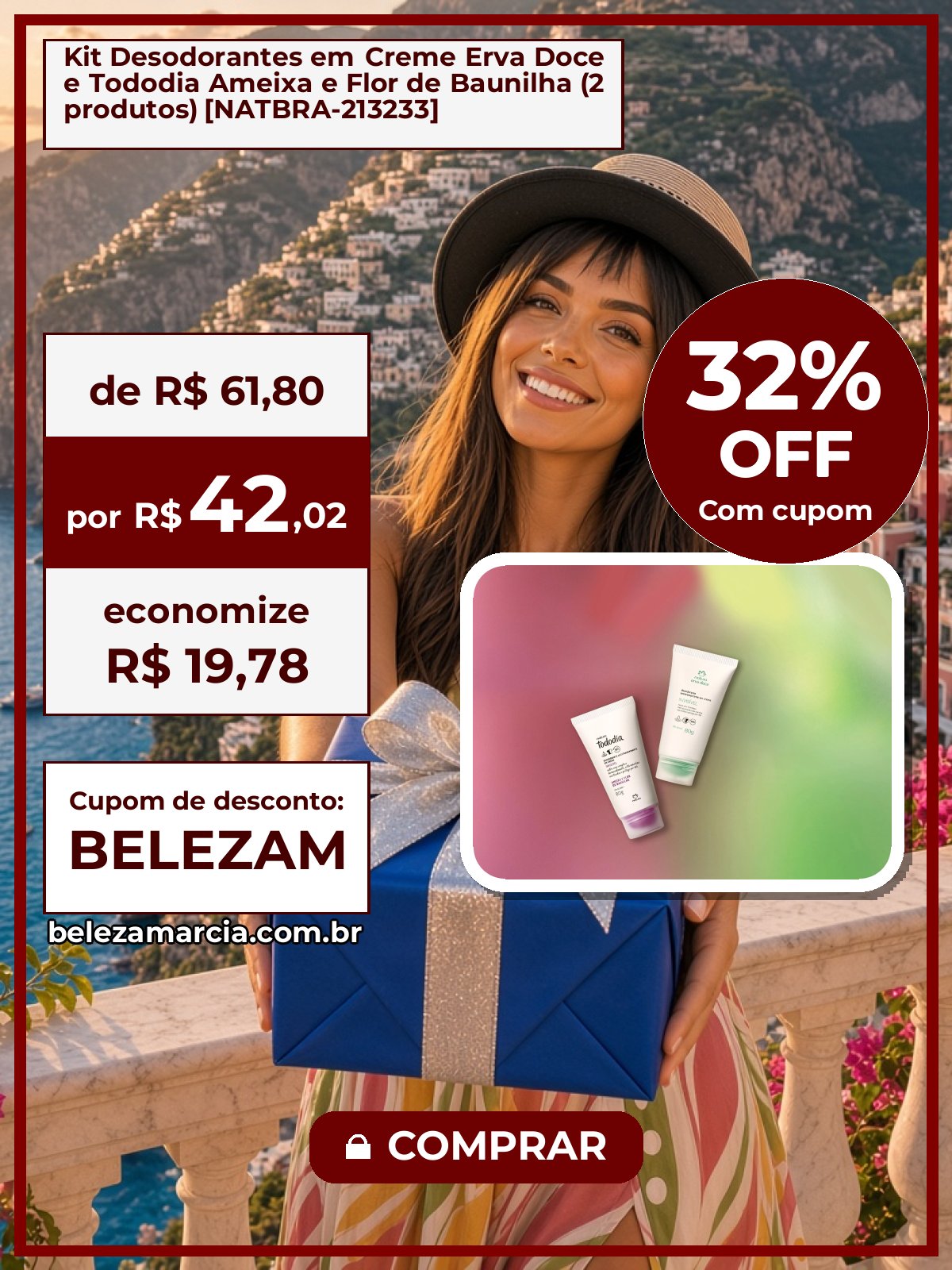 Kit Desodorantes em Creme Erva Doce e Tododia Ameixa e Flor de Baunilha (2 produtos) [NATBRA-213233]