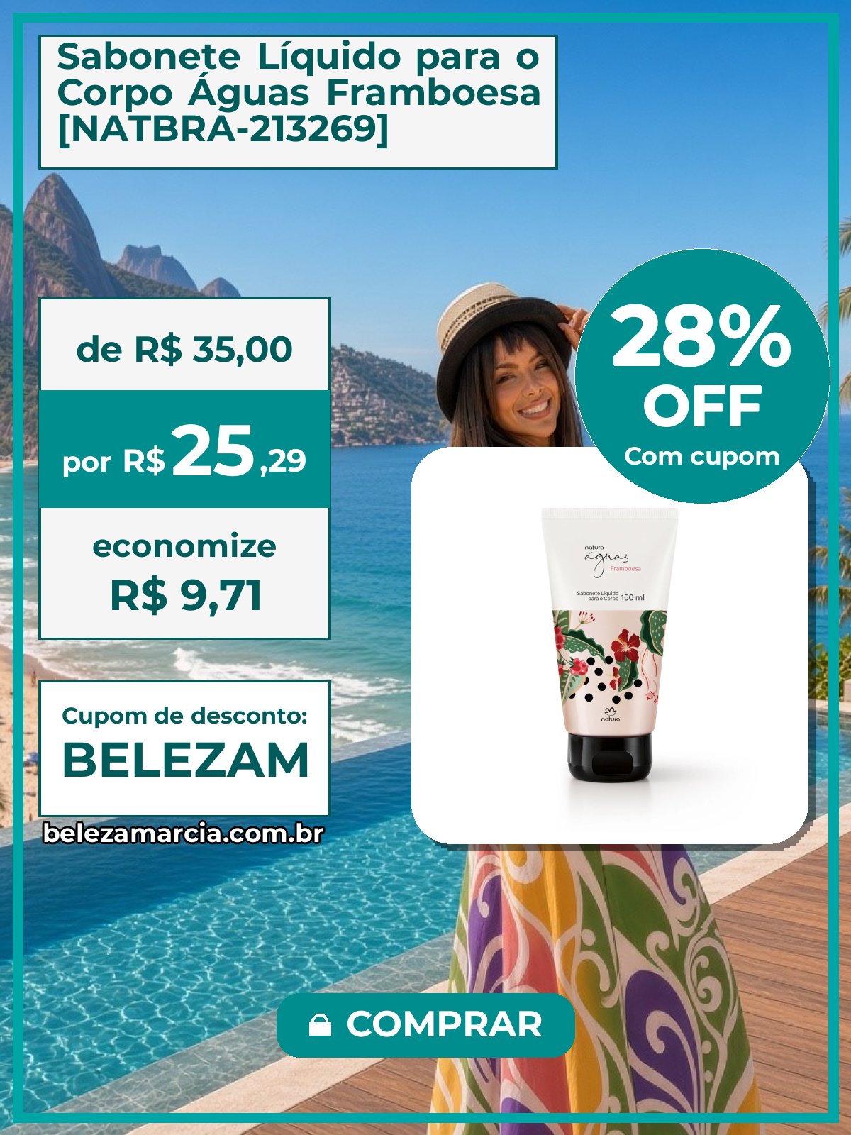 Sabonete Líquido para o Corpo Águas Framboesa [NATBRA-213269]