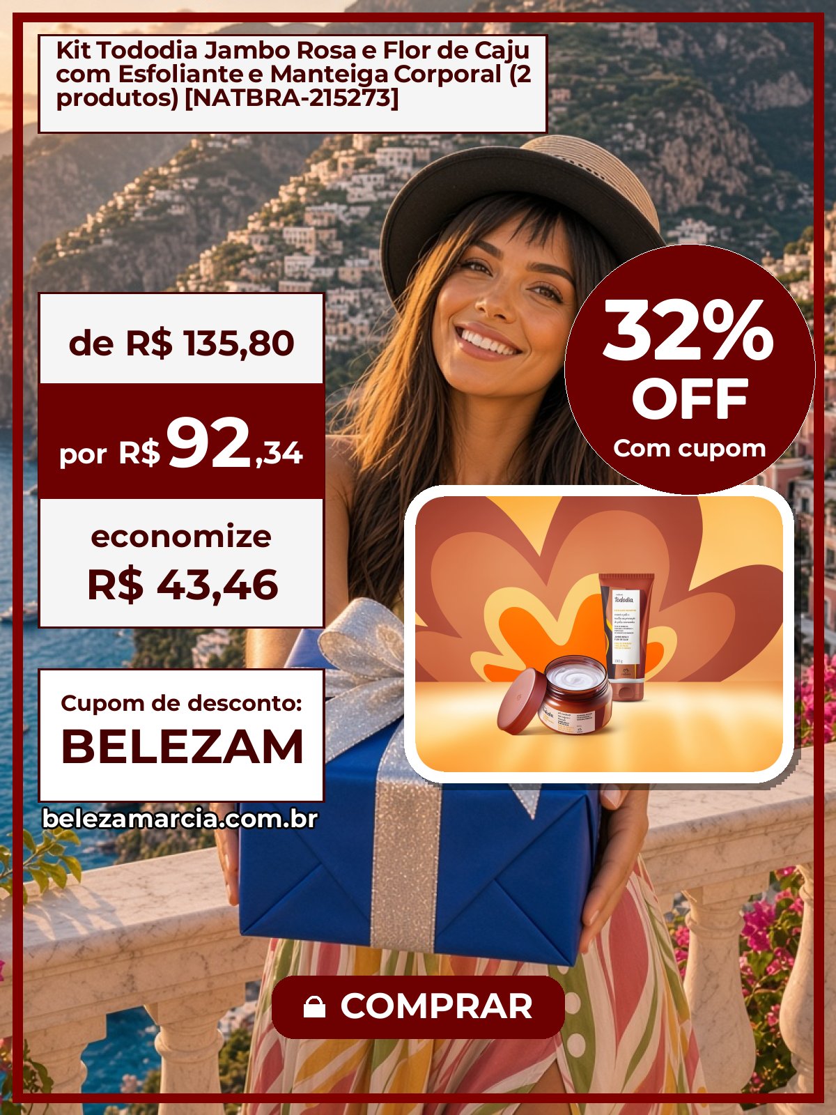 Kit Tododia Jambo Rosa e Flor de Caju com Esfoliante e Manteiga Corporal (2 produtos) [NATBRA-215273]