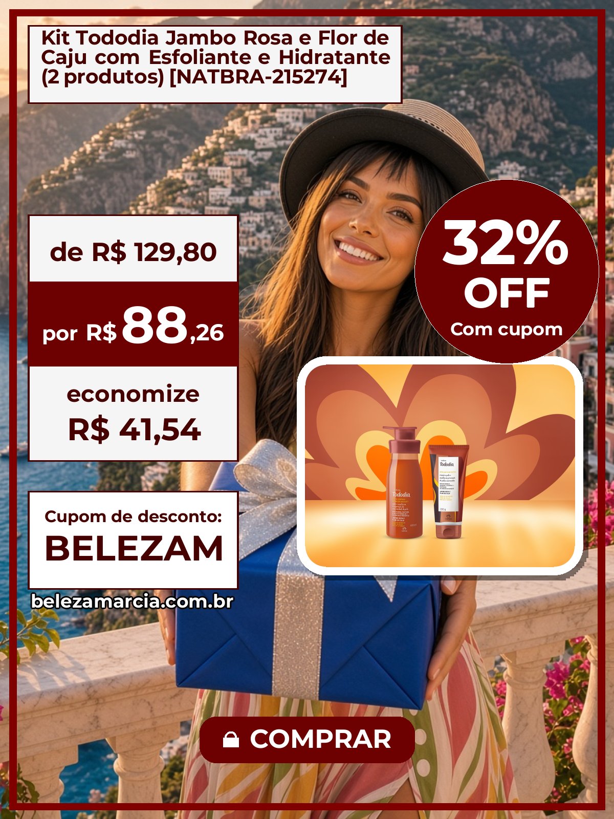 Kit Tododia Jambo Rosa e Flor de Caju com Esfoliante e Hidratante (2 produtos) [NATBRA-215274]