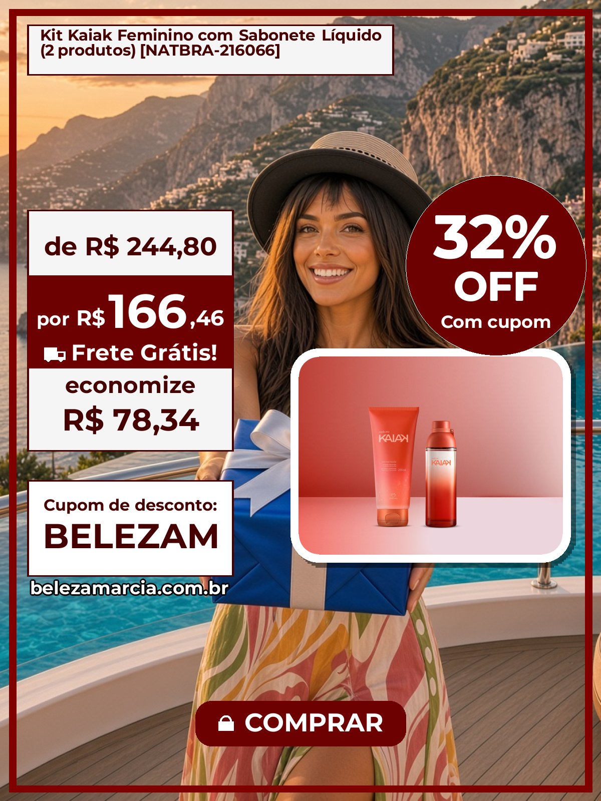 Kit Kaiak Feminino com Sabonete Líquido (2 produtos) [NATBRA-216066]