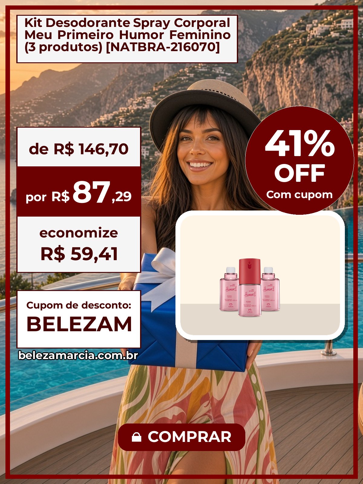 Kit Desodorante Spray Corporal Meu Primeiro Humor Feminino (3 produtos) [NATBRA-216070]