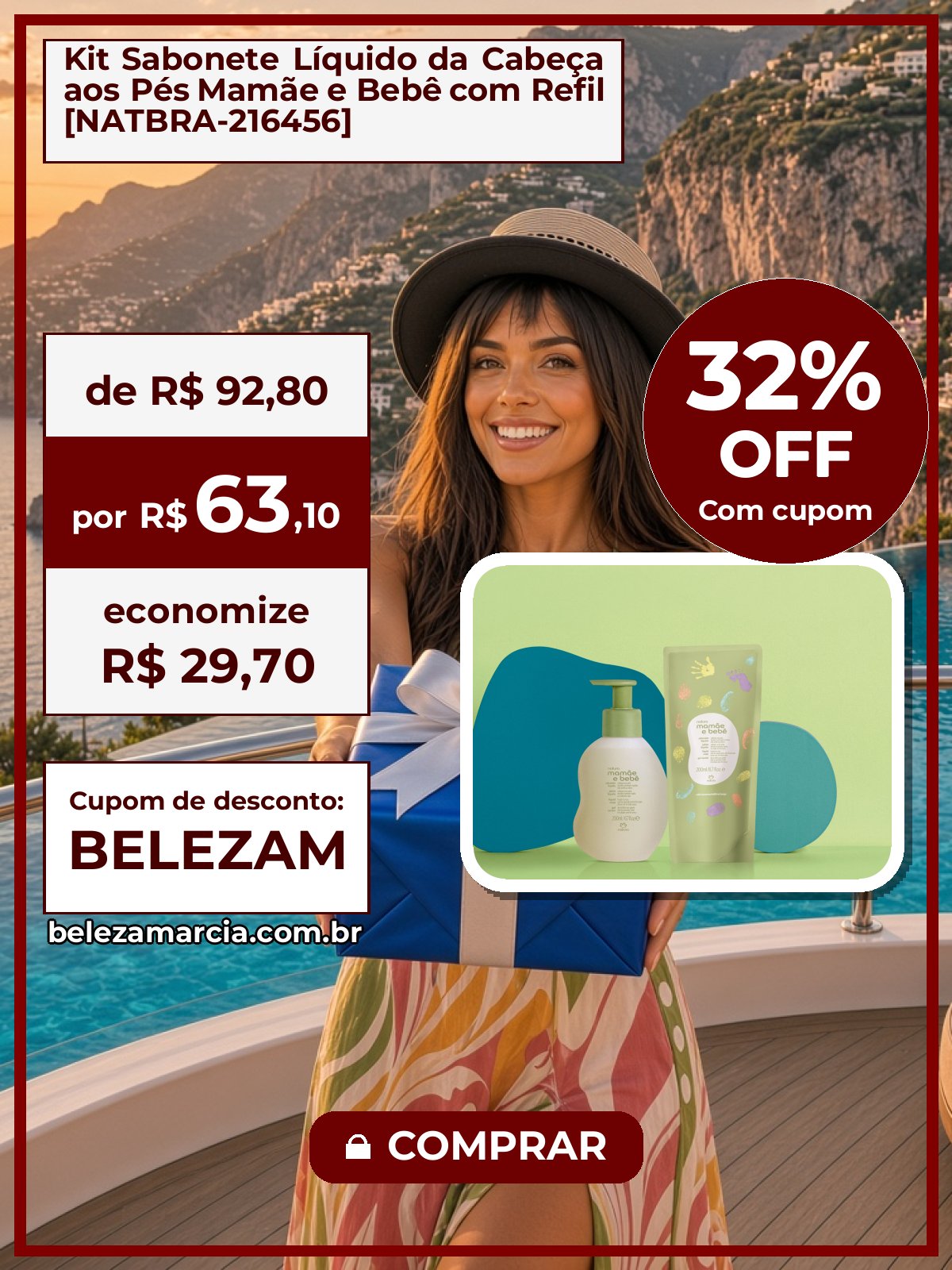 Kit Sabonete Líquido da Cabeça aos Pés Mamãe e Bebê com Refil [NATBRA-216456]