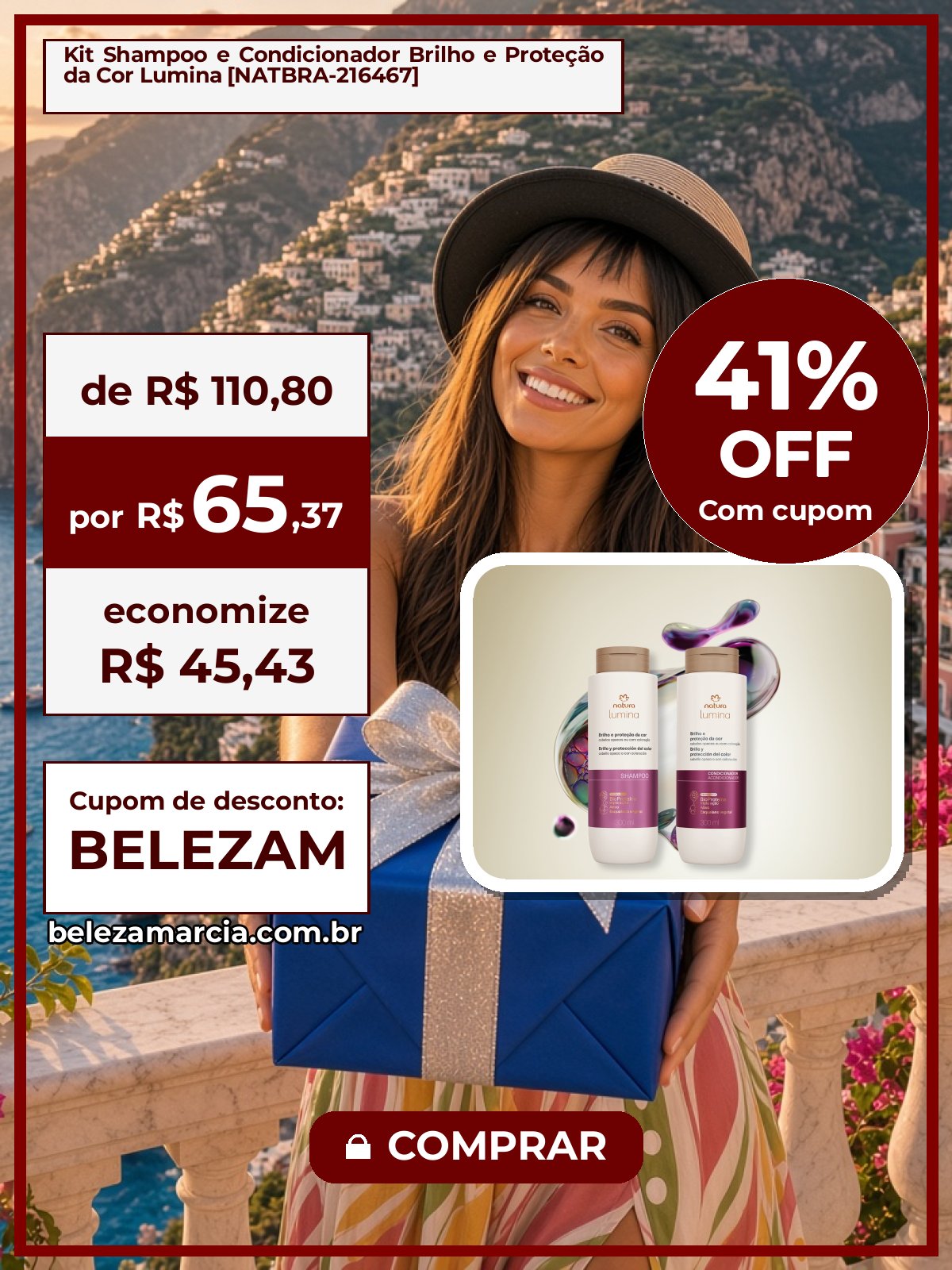Kit Shampoo e Condicionador Brilho e Proteção da Cor Lumina [NATBRA-216467]