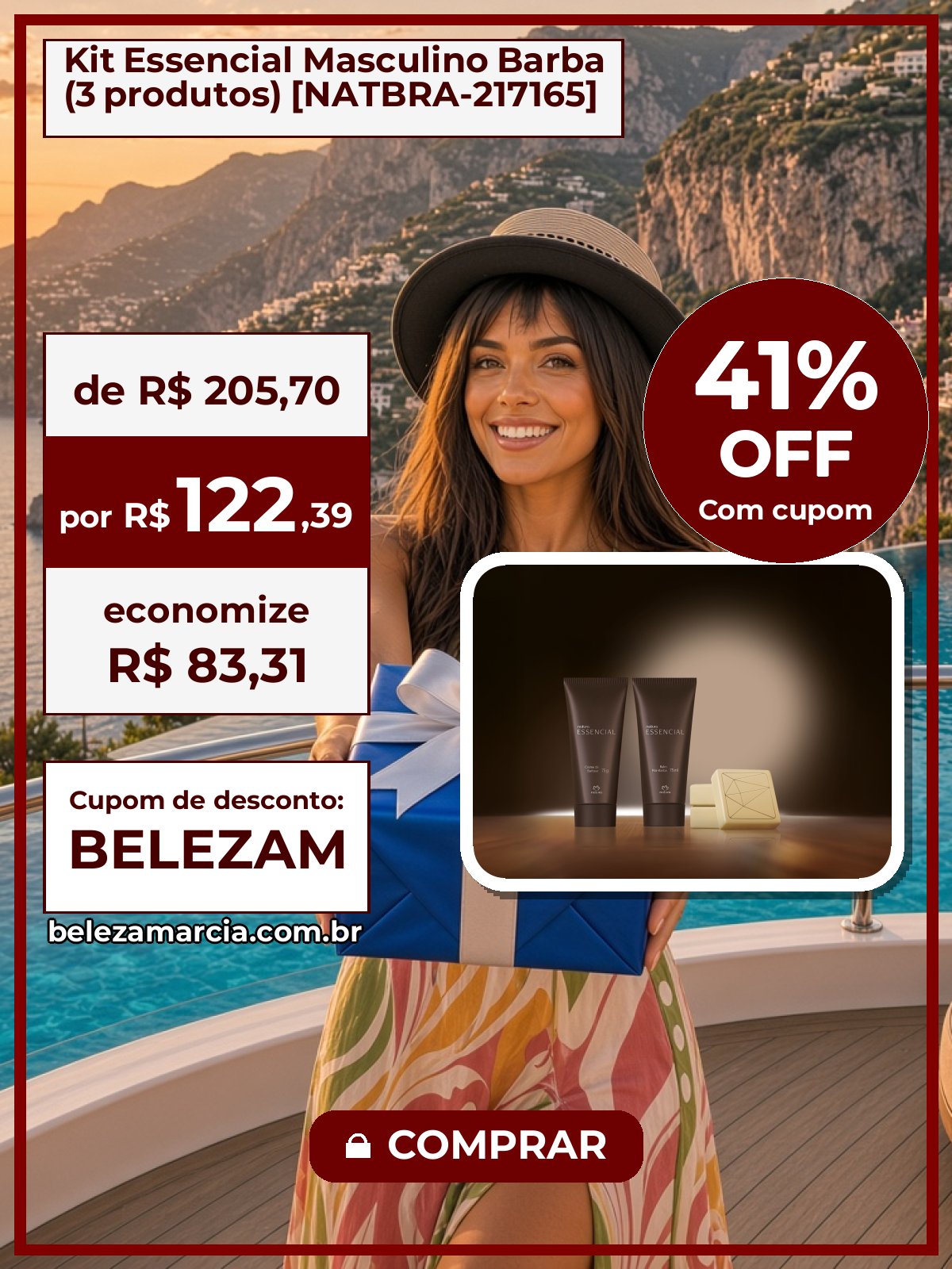 Kit Essencial Masculino Barba (3 produtos) [NATBRA-217165]