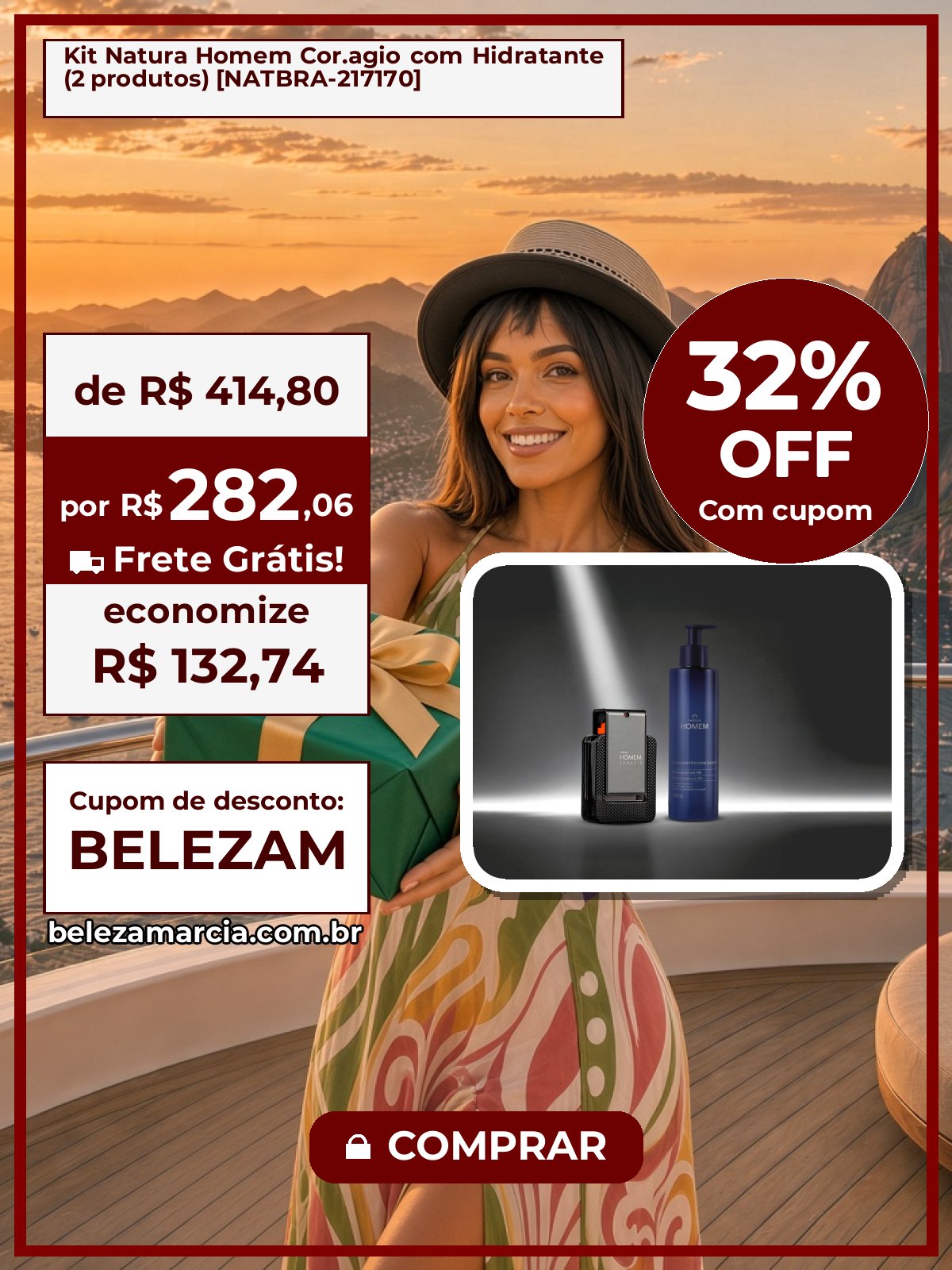 Kit Natura Homem Cor.agio com Hidratante (2 produtos) [NATBRA-217170]