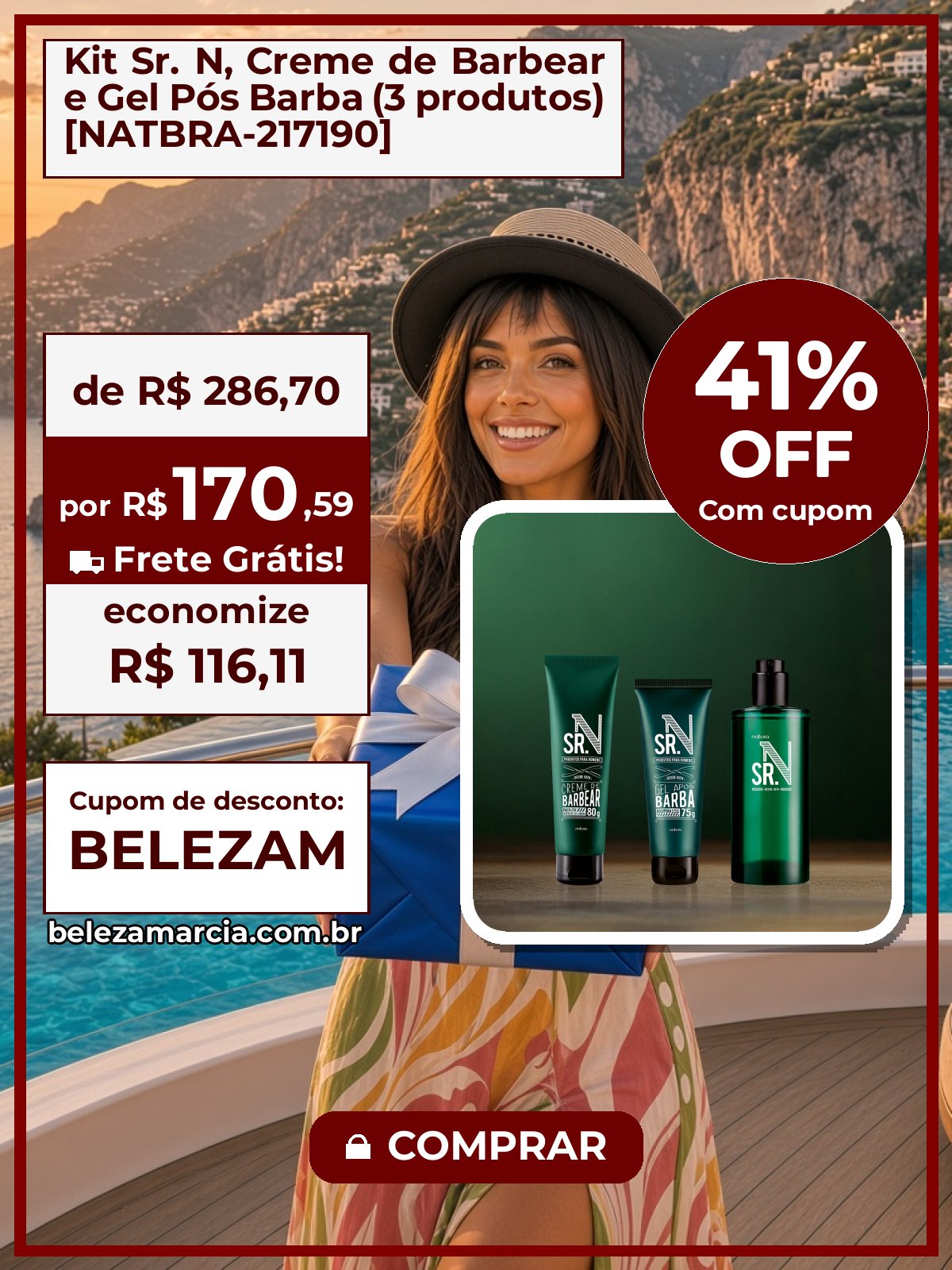 Kit Sr. N, Creme de Barbear e Gel Pós Barba (3 produtos) [NATBRA-217190]
