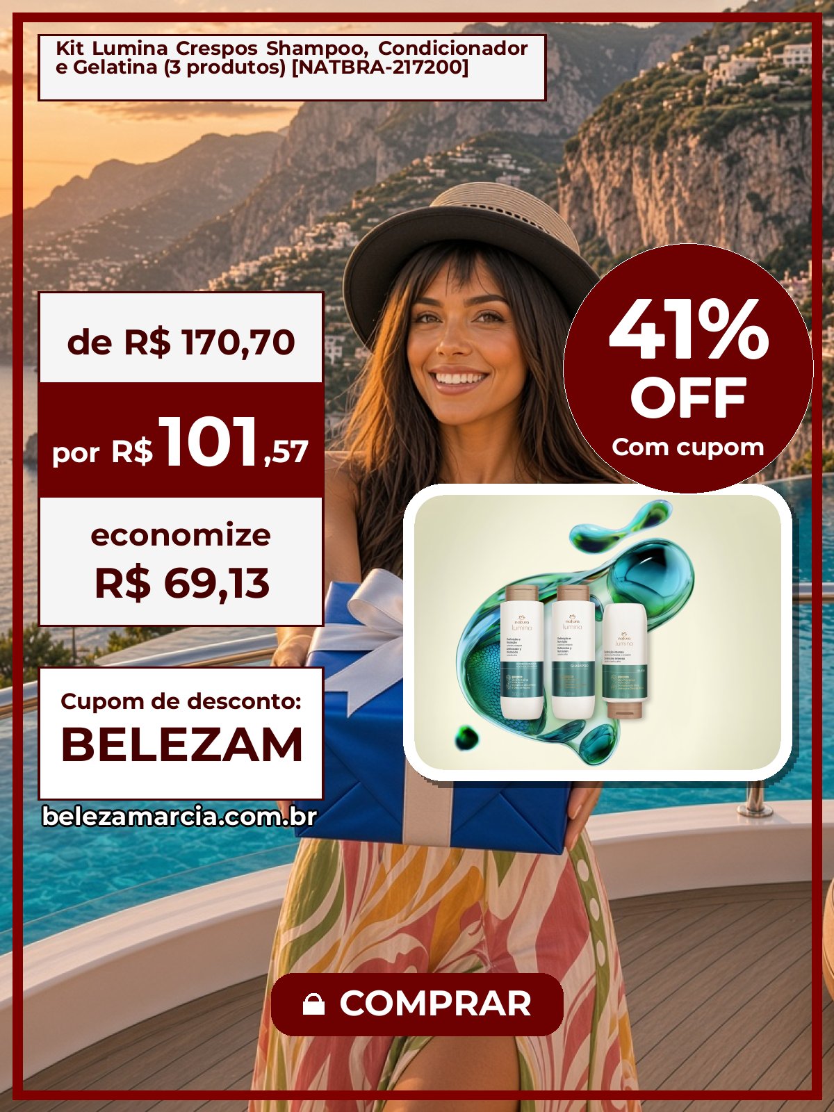 Kit Lumina Crespos Shampoo, Condicionador e Gelatina (3 produtos) [NATBRA-217200]