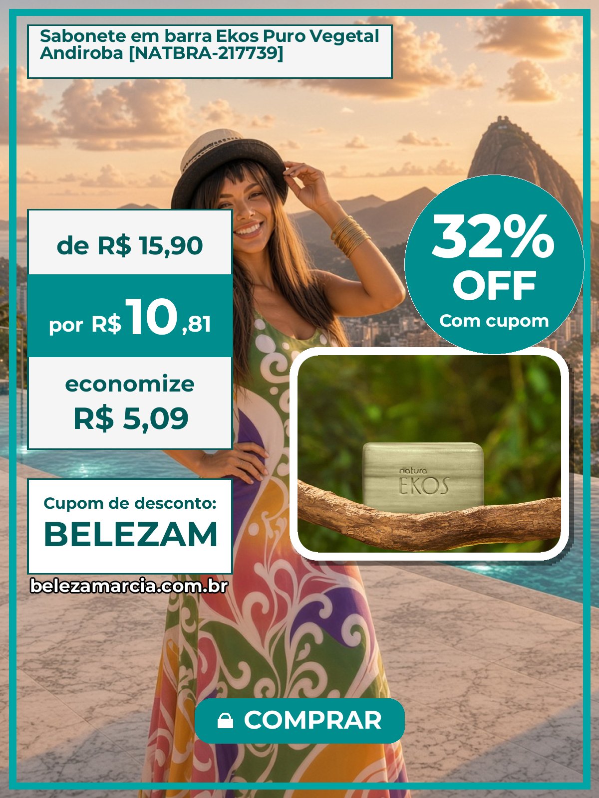 Sabonete em barra Ekos Puro Vegetal Andiroba [NATBRA-217739]