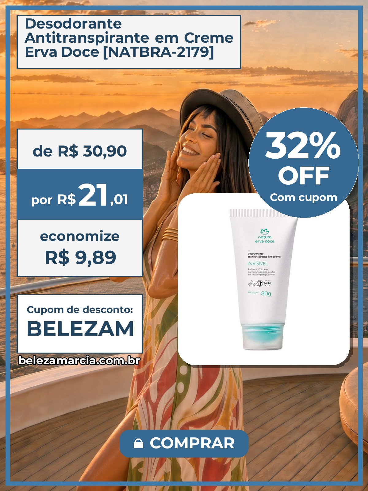 Desodorante Antitranspirante em Creme Erva Doce [NATBRA-2179]