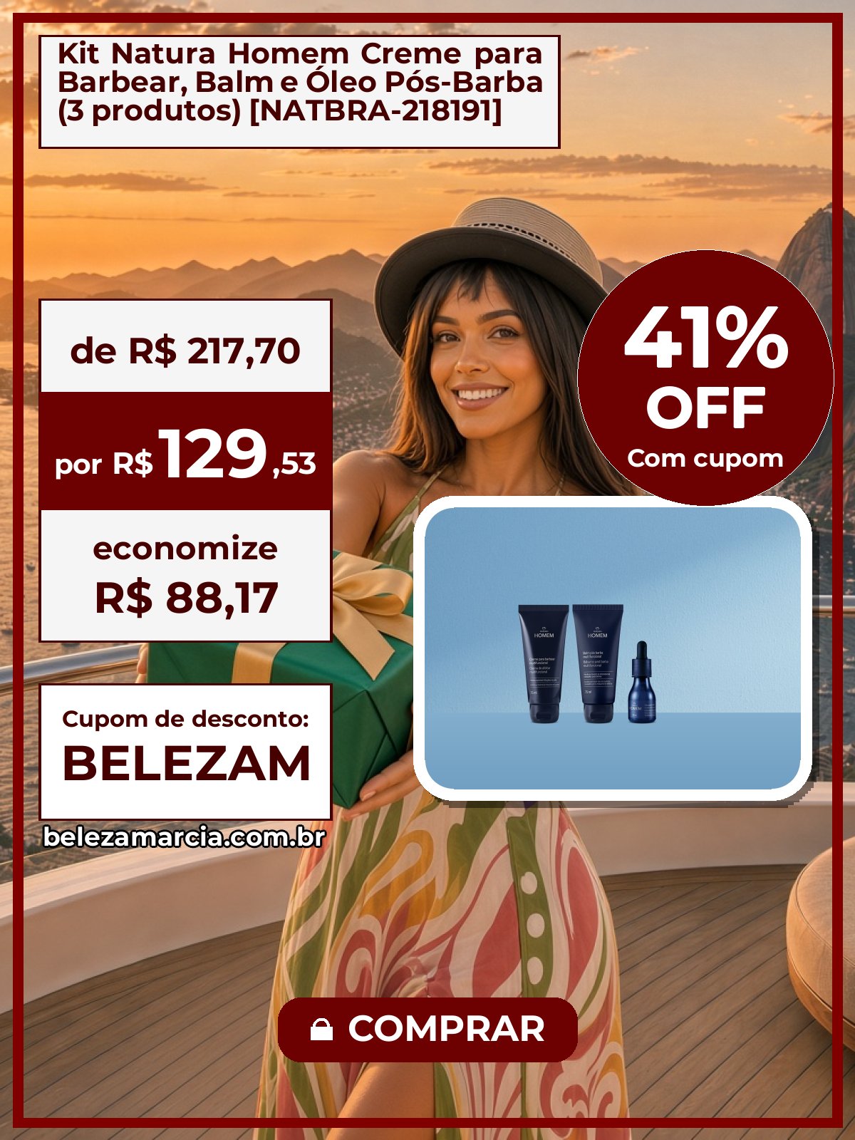 Kit Natura Homem Creme para Barbear, Balm e Óleo Pós-Barba (3 produtos) [NATBRA-218191]