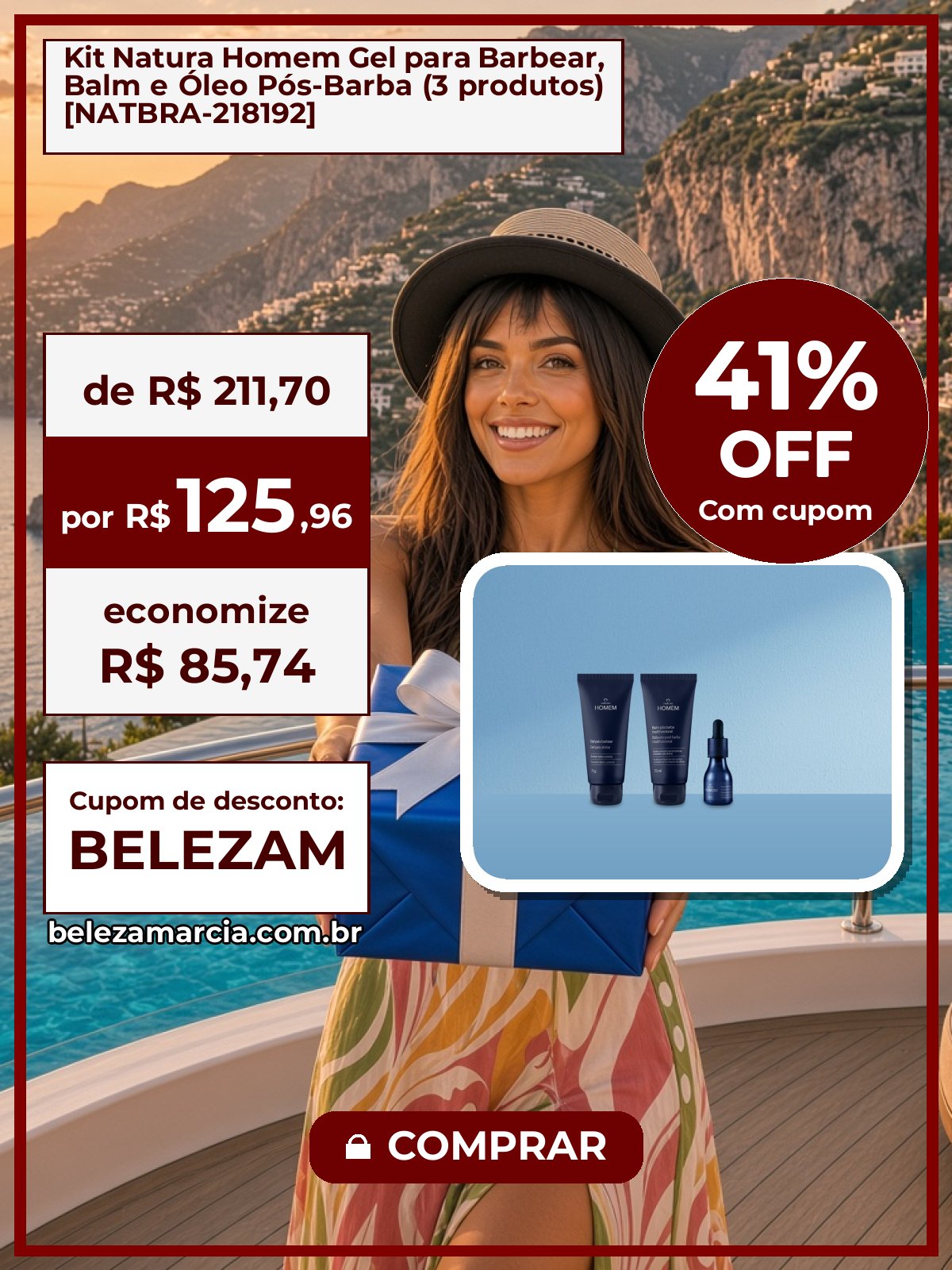 Kit Natura Homem Gel para Barbear, Balm e Óleo Pós-Barba (3 produtos) [NATBRA-218192]