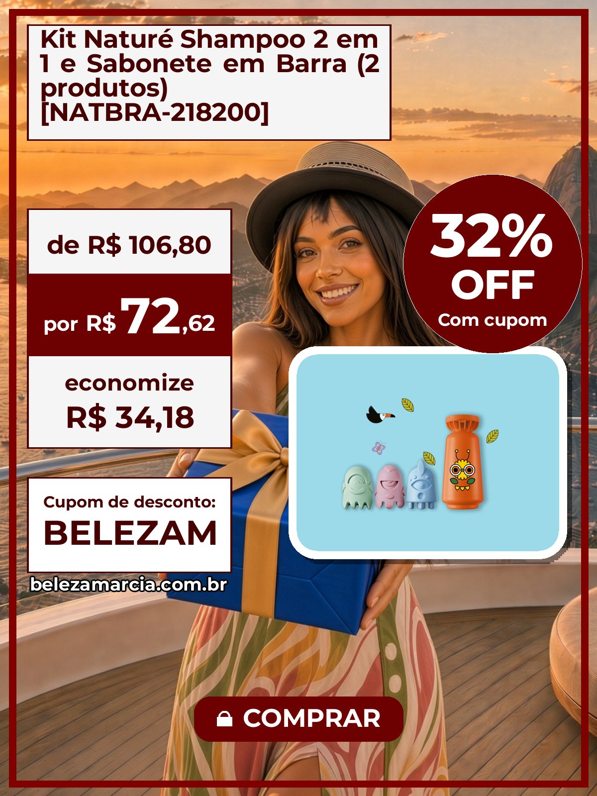 Kit Naturé Shampoo 2 em 1 e Sabonete em Barra (2 produtos) [NATBRA-218200]