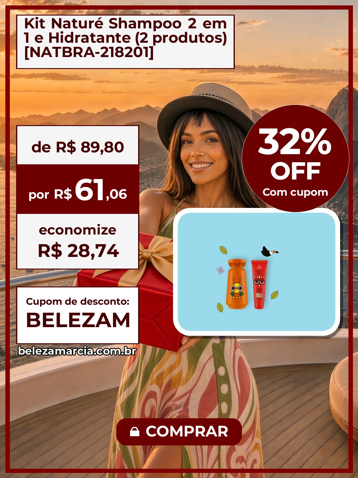 Kit Naturé Shampoo 2 em 1 e Hidratante (2 produtos) [NATBRA-218201]