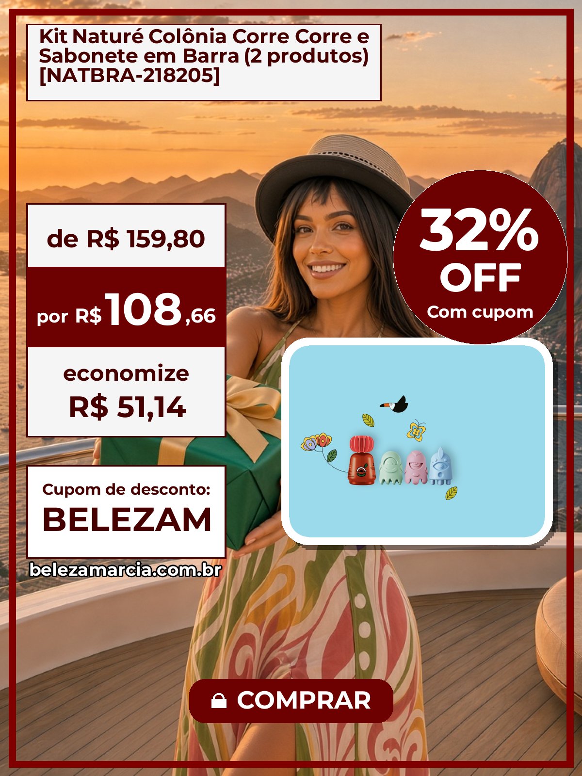 Kit Naturé Colônia Corre Corre e Sabonete em Barra (2 produtos) [NATBRA-218205]