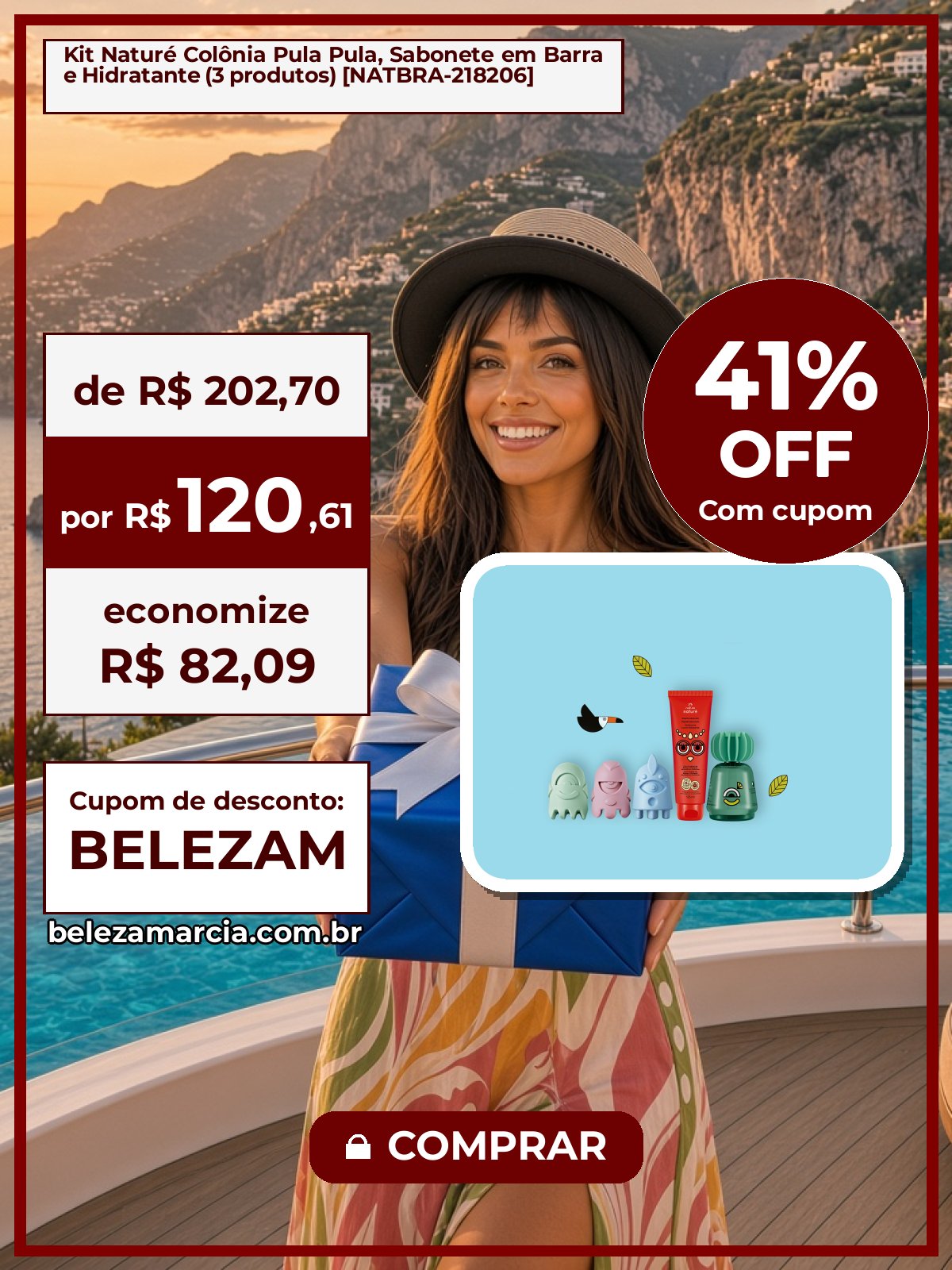 Kit Naturé Colônia Pula Pula, Sabonete em Barra e Hidratante (3 produtos) [NATBRA-218206]