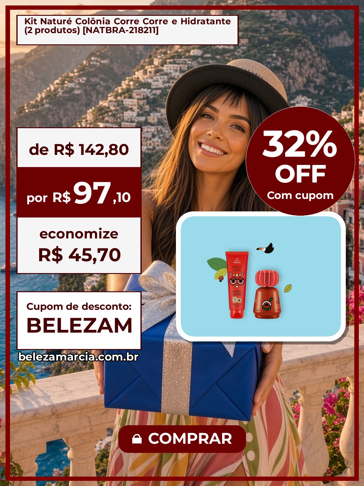 Kit Naturé Colônia Corre Corre e Hidratante (2 produtos) [NATBRA-218211]