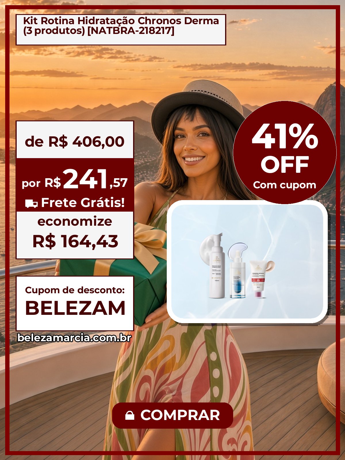 Kit Rotina Hidratação Chronos Derma (3 produtos) [NATBRA-218217]