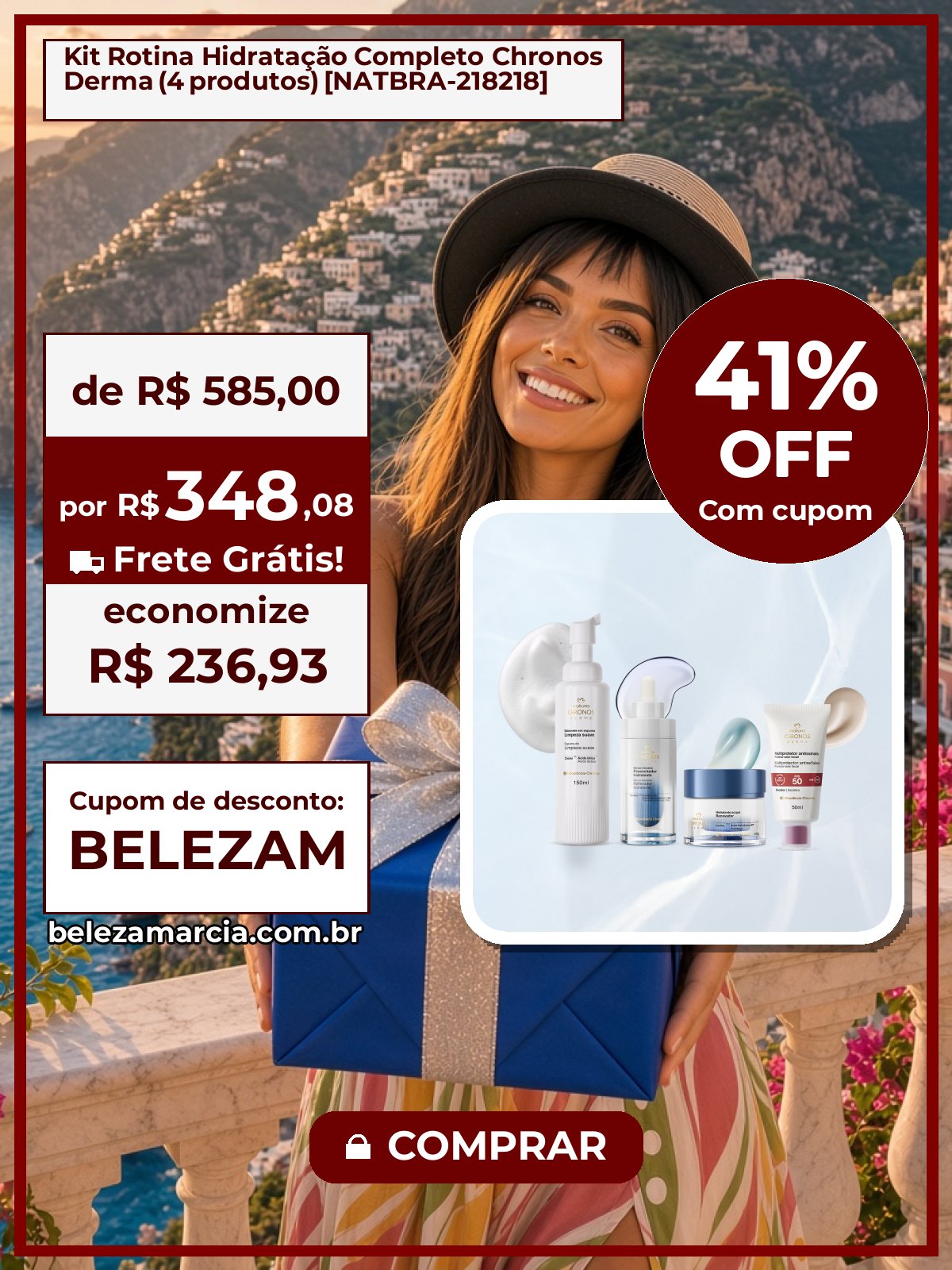 Kit Rotina Hidratação Completo Chronos Derma (4 produtos) [NATBRA-218218]