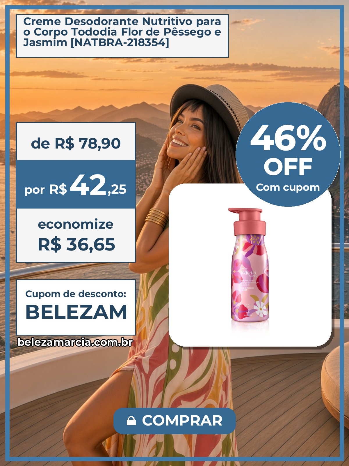 Creme Desodorante Nutritivo para o Corpo Tododia Flor de Pêssego e Jasmim [NATBRA-218354]