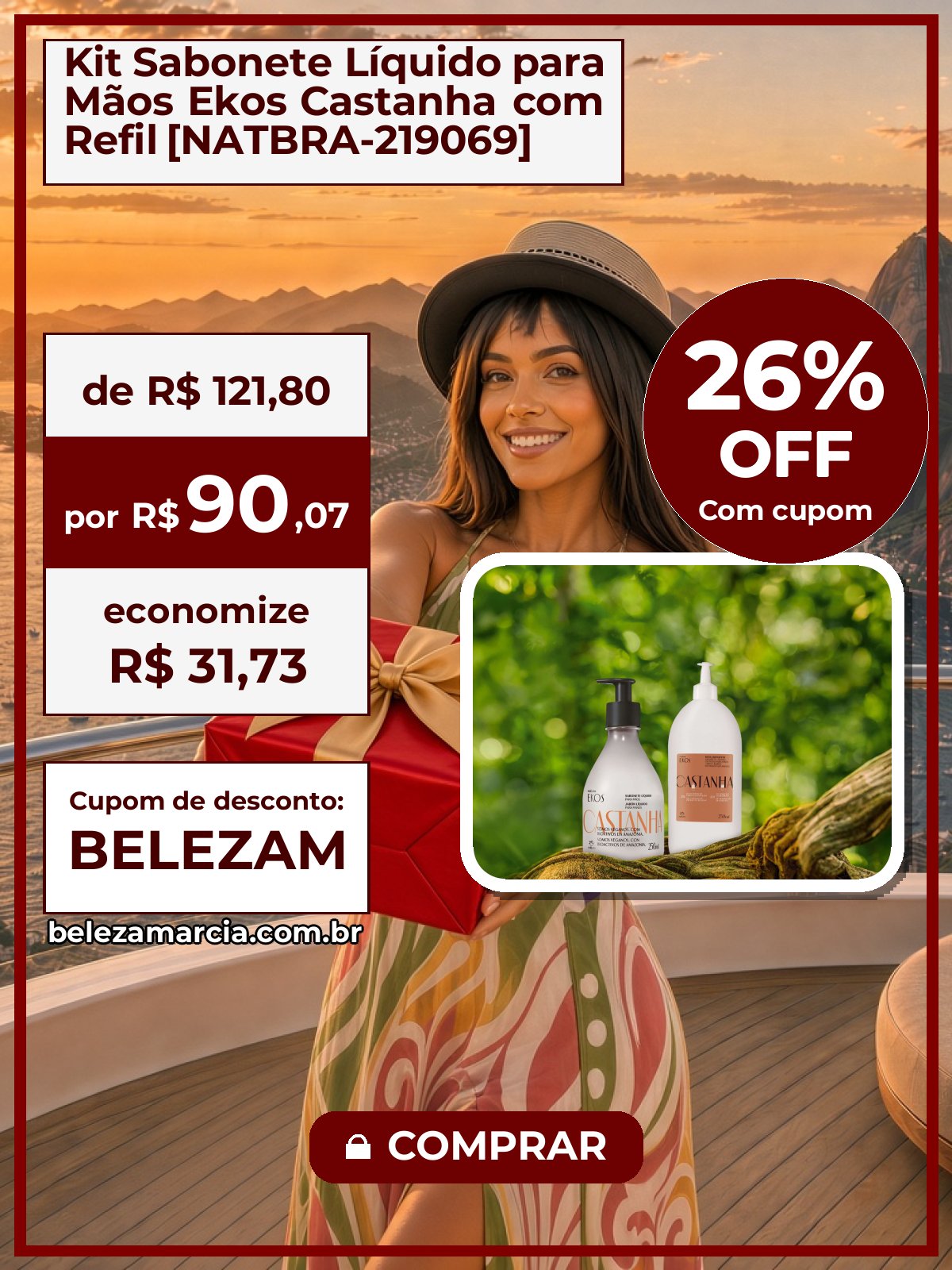 Kit Sabonete Líquido para Mãos Ekos Castanha com Refil [NATBRA-219069]