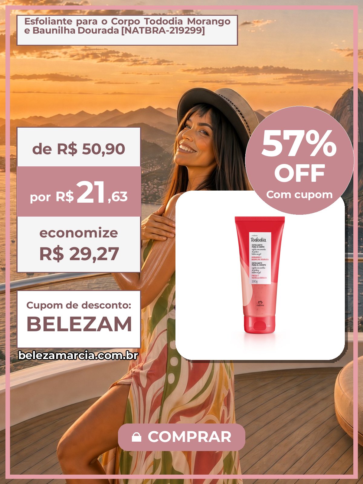Esfoliante para o Corpo Tododia Morango e Baunilha Dourada [NATBRA-219299]