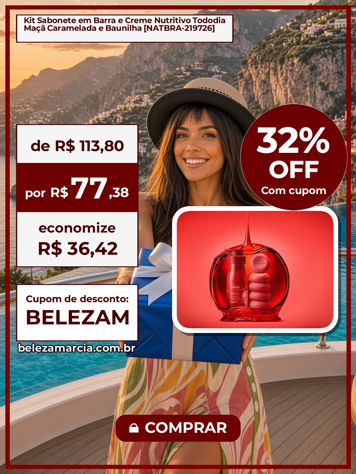 Kit Sabonete em Barra e Creme Nutritivo Tododia Maçã Caramelada e Baunilha [NATBRA-219726]