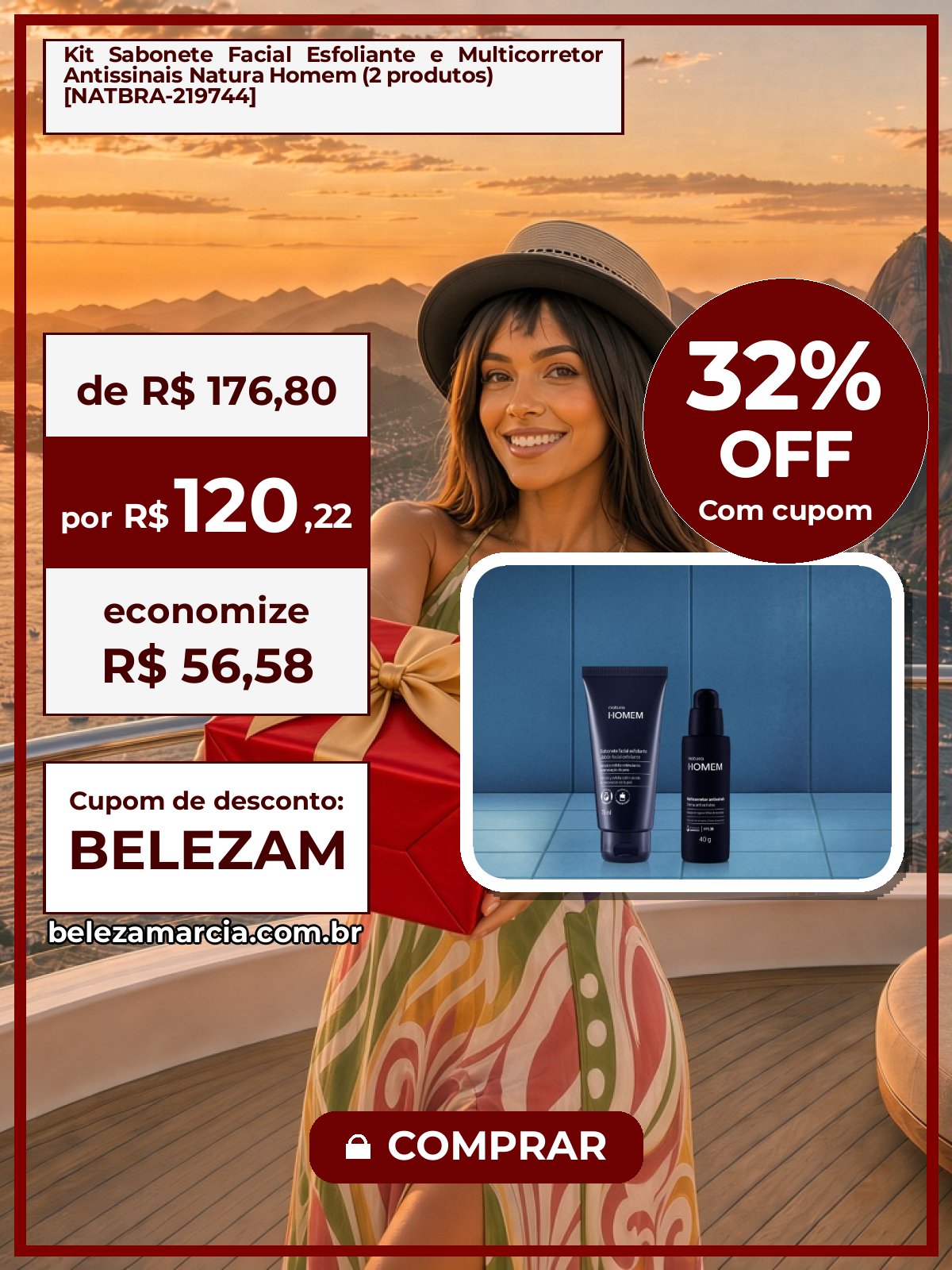 Kit Sabonete Facial Esfoliante e Multicorretor Antissinais Natura Homem (2 produtos) [NATBRA-219744]
