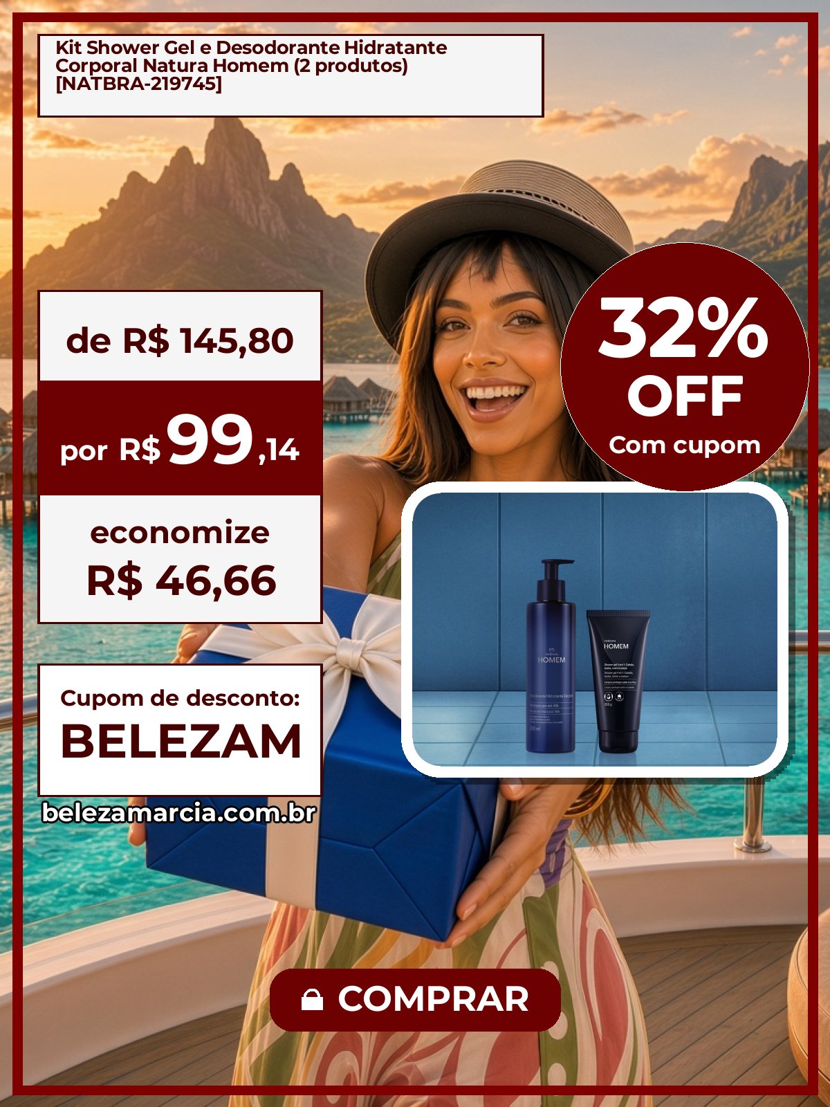 Kit Shower Gel e Desodorante Hidratante Corporal Natura Homem (2 produtos) [NATBRA-219745]