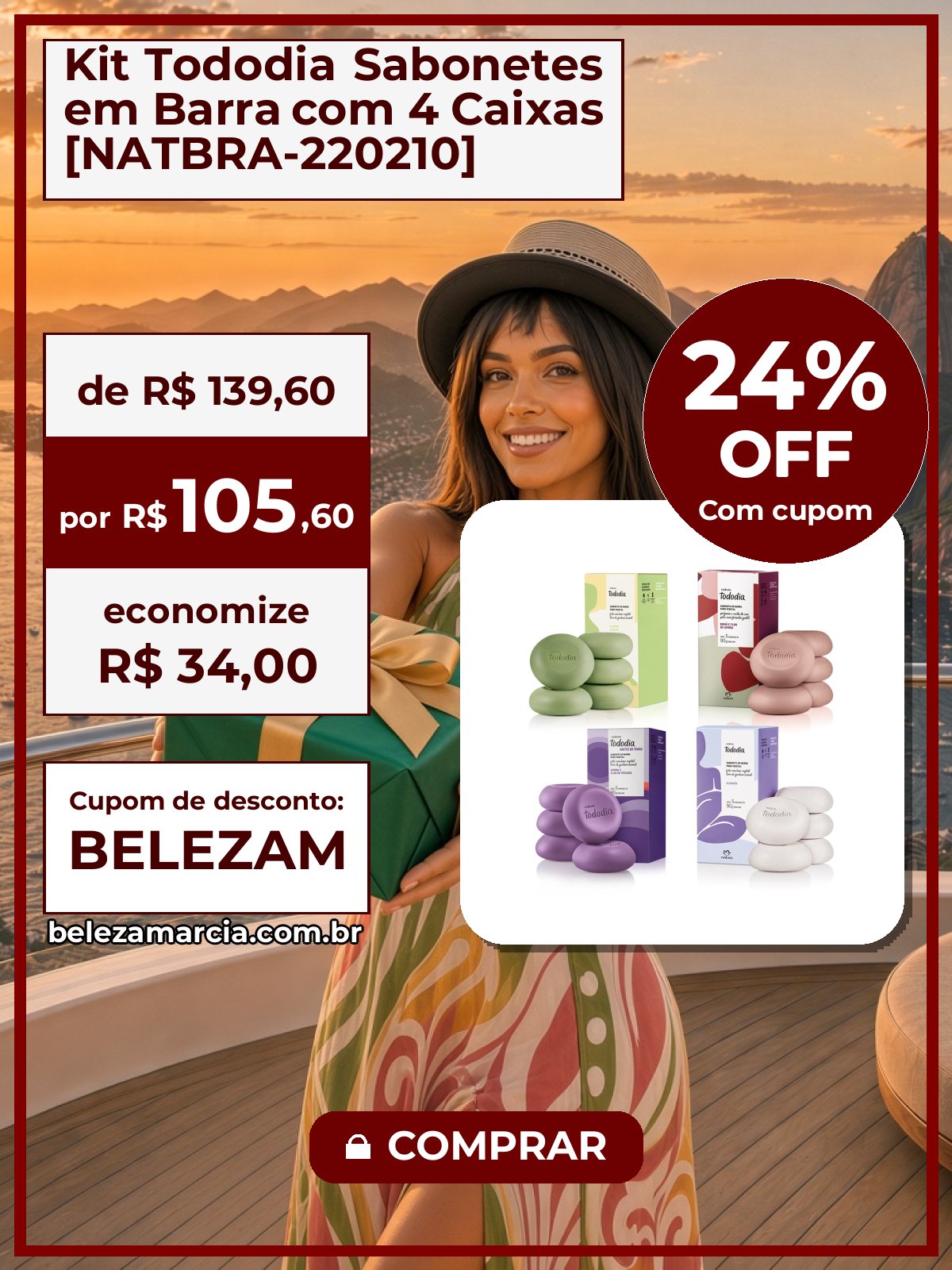 Kit Tododia Sabonetes em Barra com 4 Caixas [NATBRA-220210]